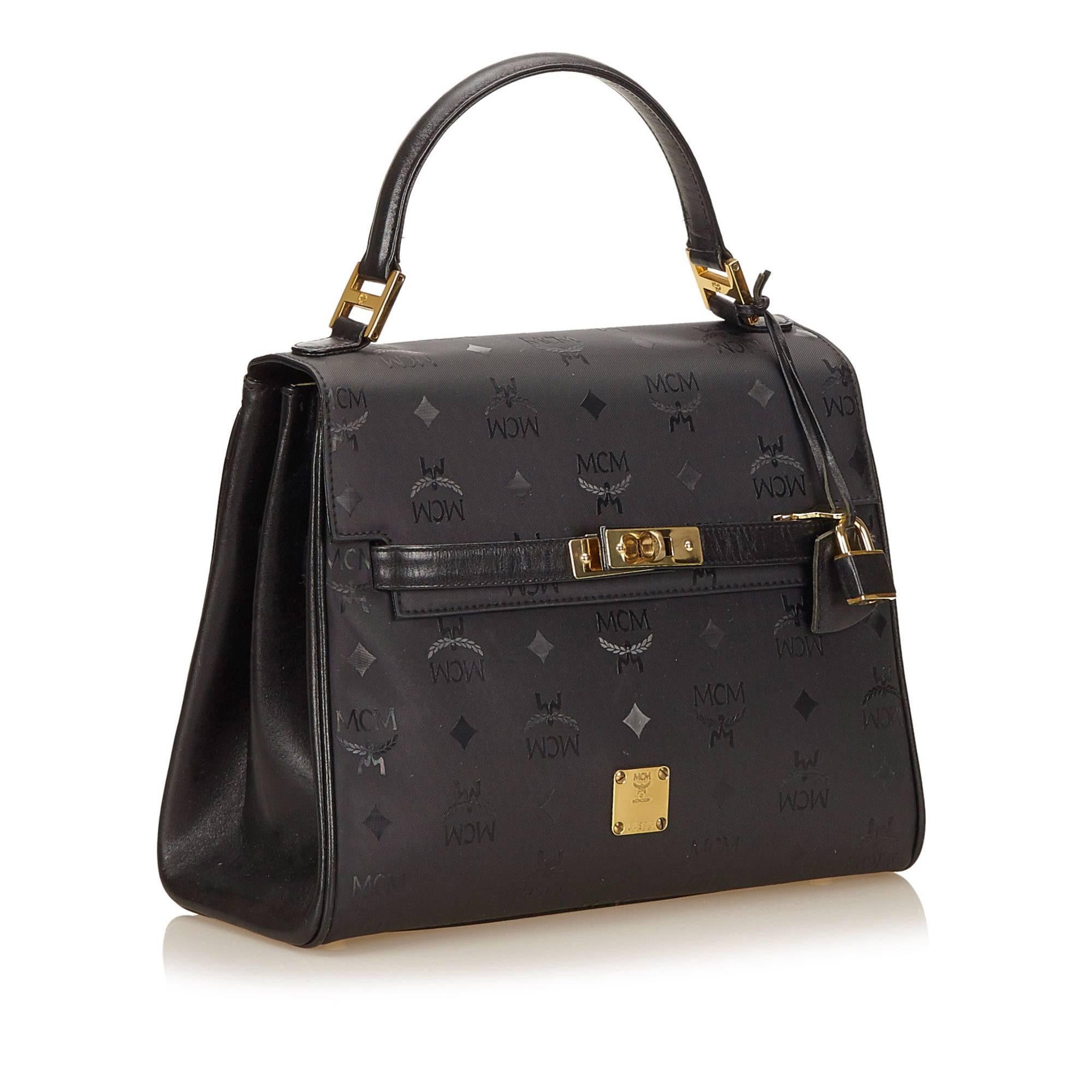 Women's Black MCM Visetos Top-Handle Bag