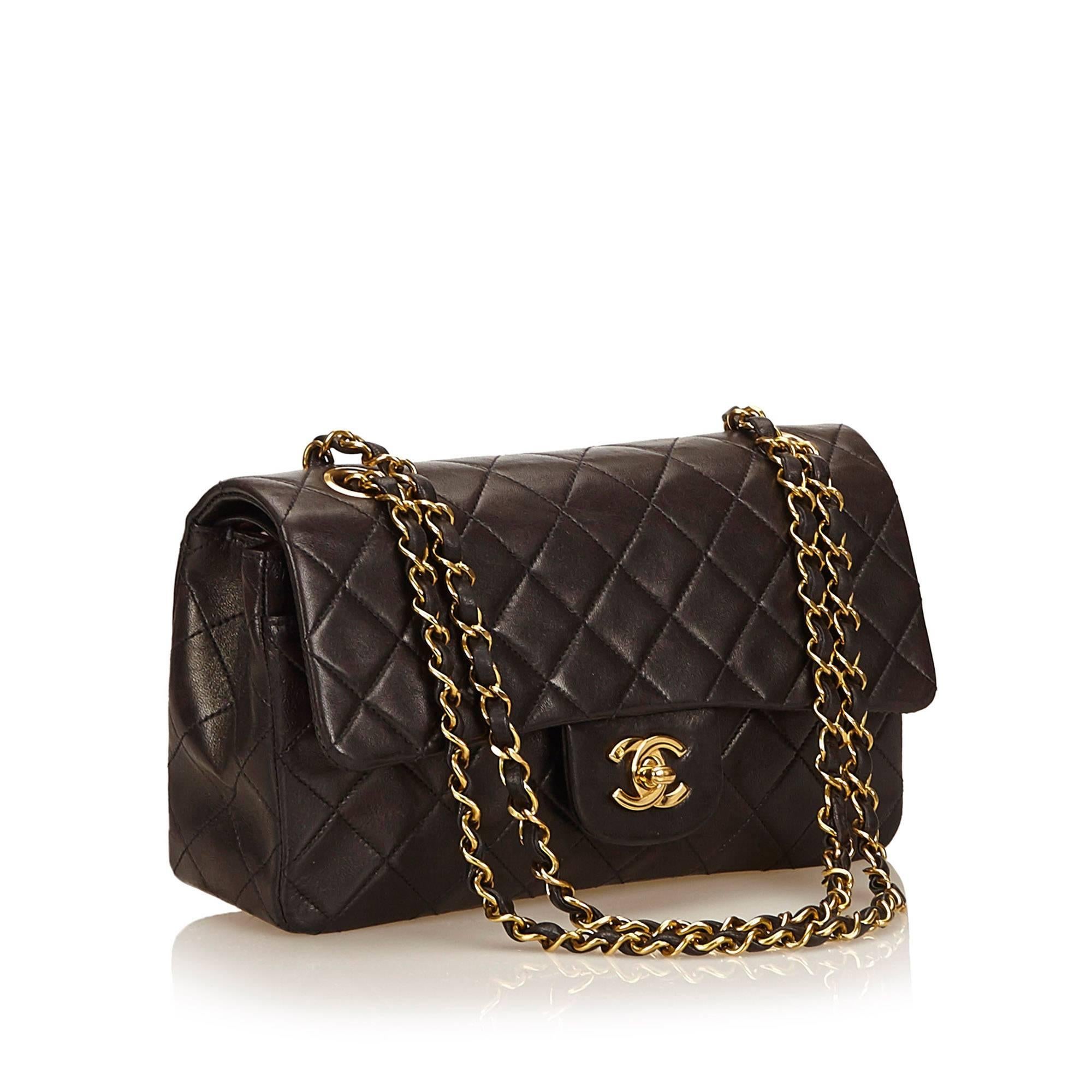 Black Chanel Double Flap Small Shoulder Bag 2