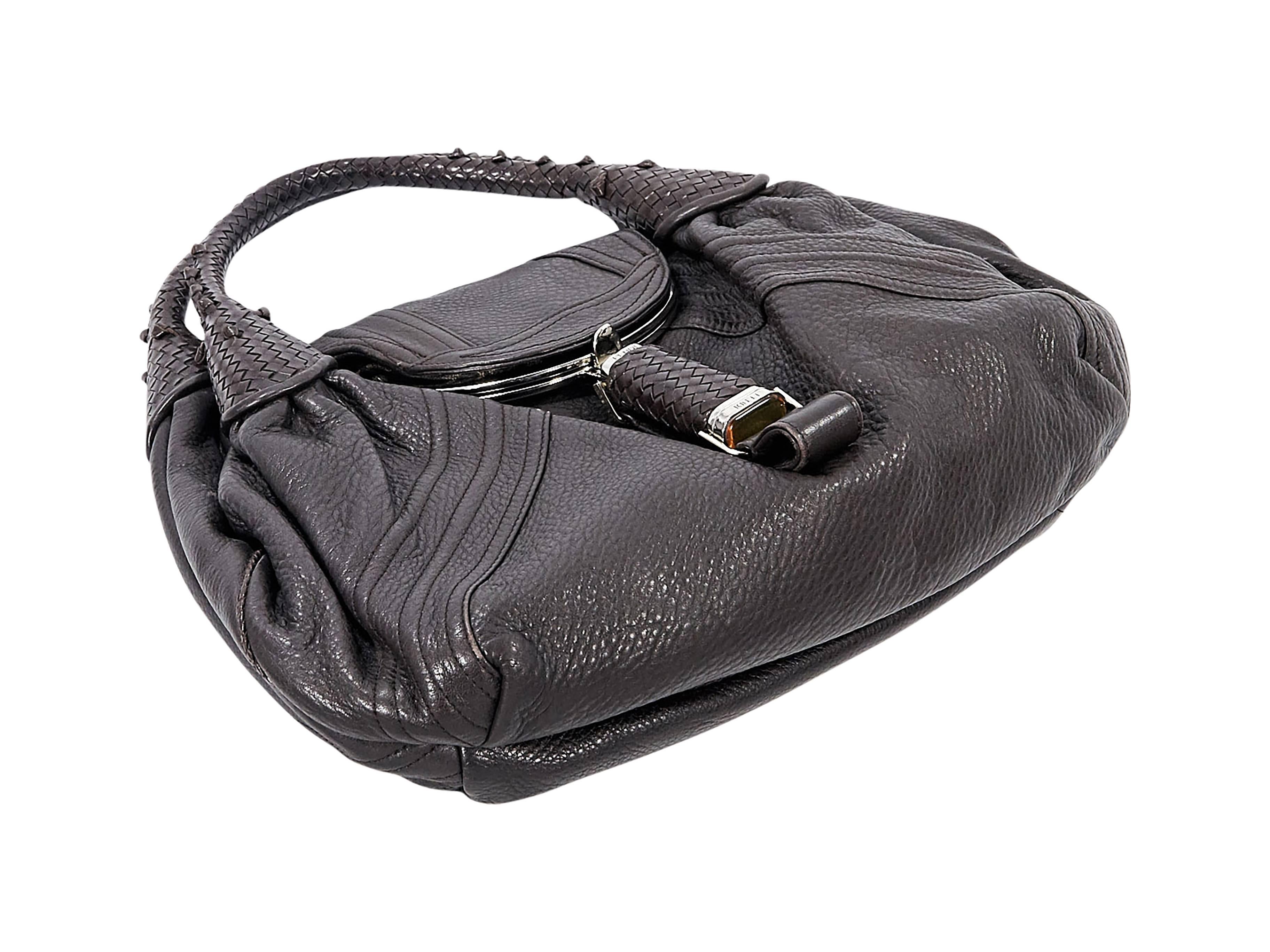 Black Dark Brown Fendi Spy Leather Shoulder Bag