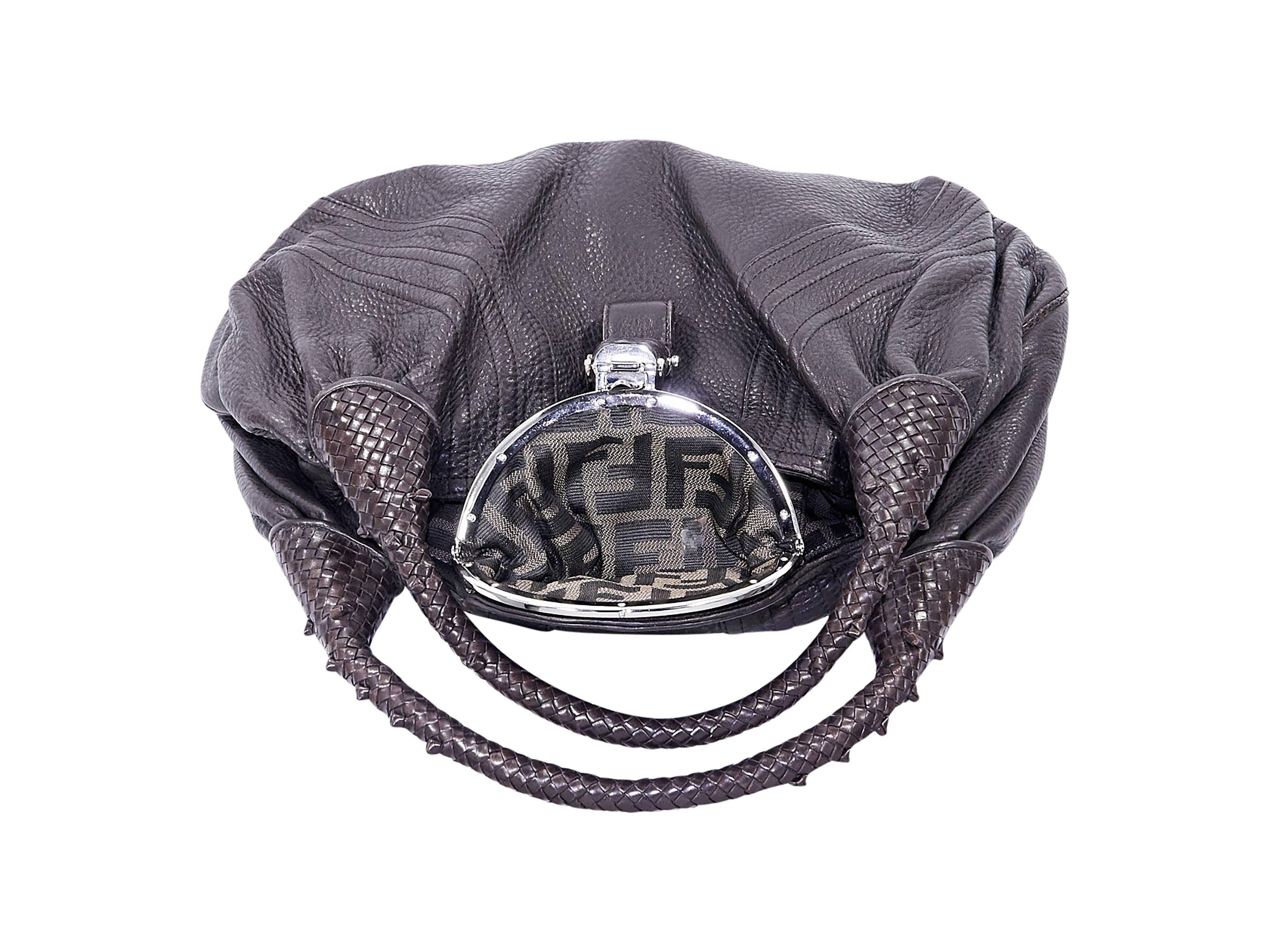 Women's Dark Brown Fendi Spy Leather Shoulder Bag
