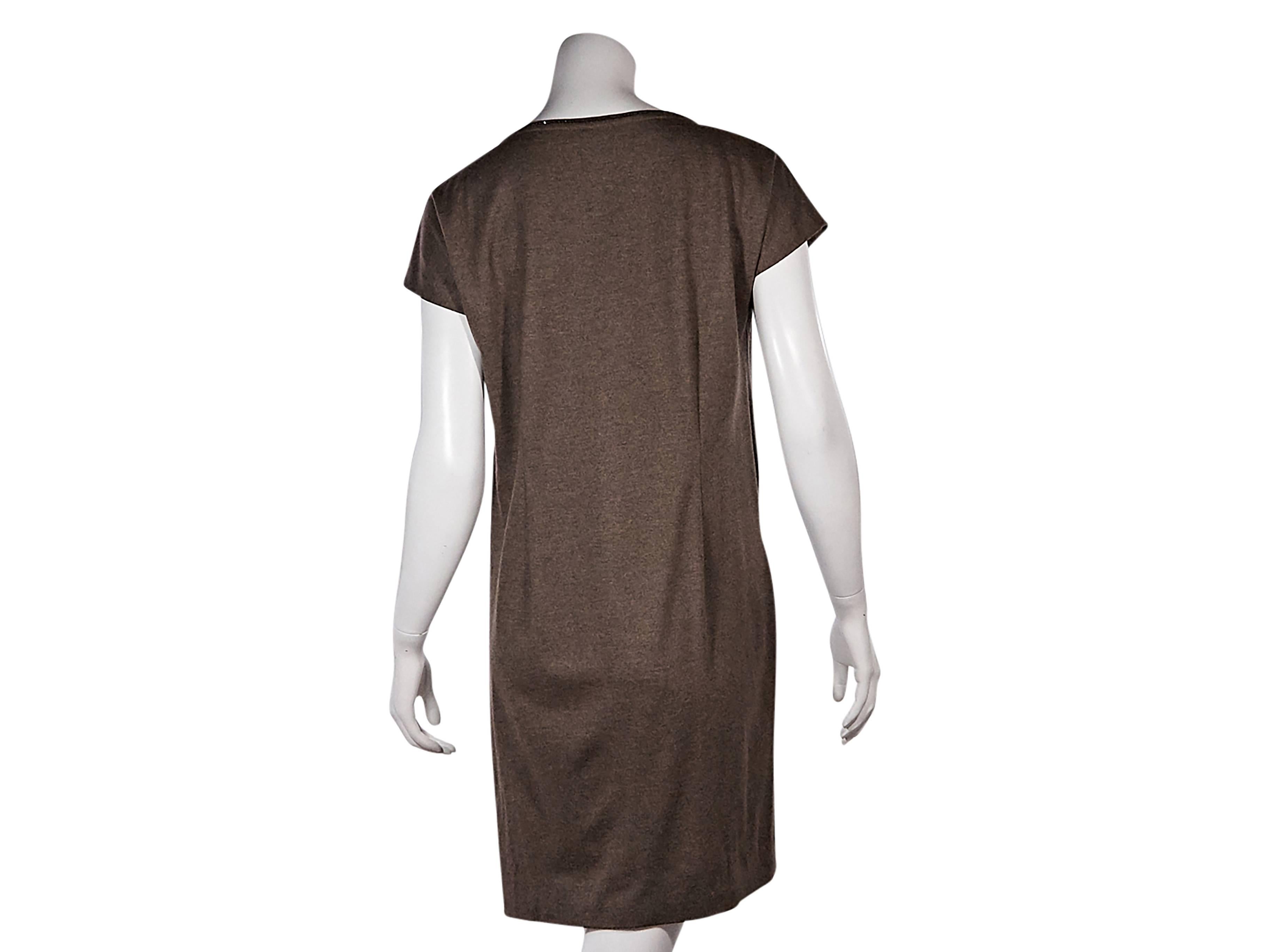 Black Tan Brunello Cucinelli Silk-Blend Dress