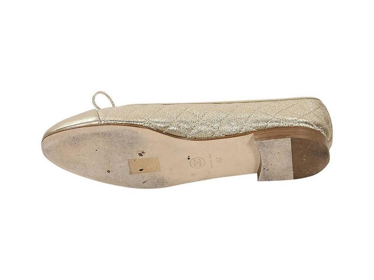 Gold Chanel Quilted Leather Ballet Flats at 1stDibs