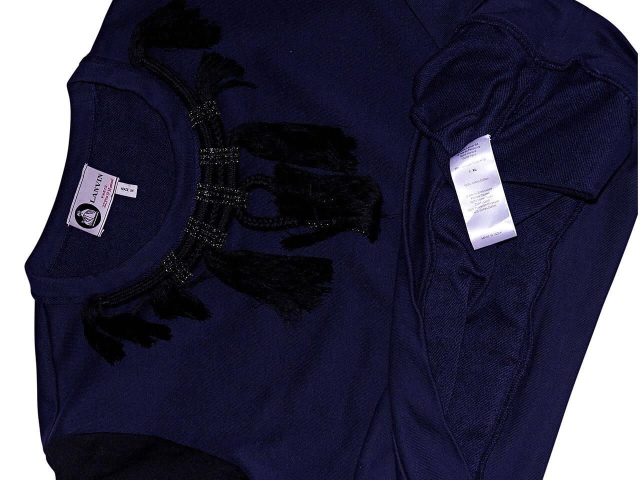 Women's or Men's Navy Blue & Black Lanvin Embellished Sweatshirt