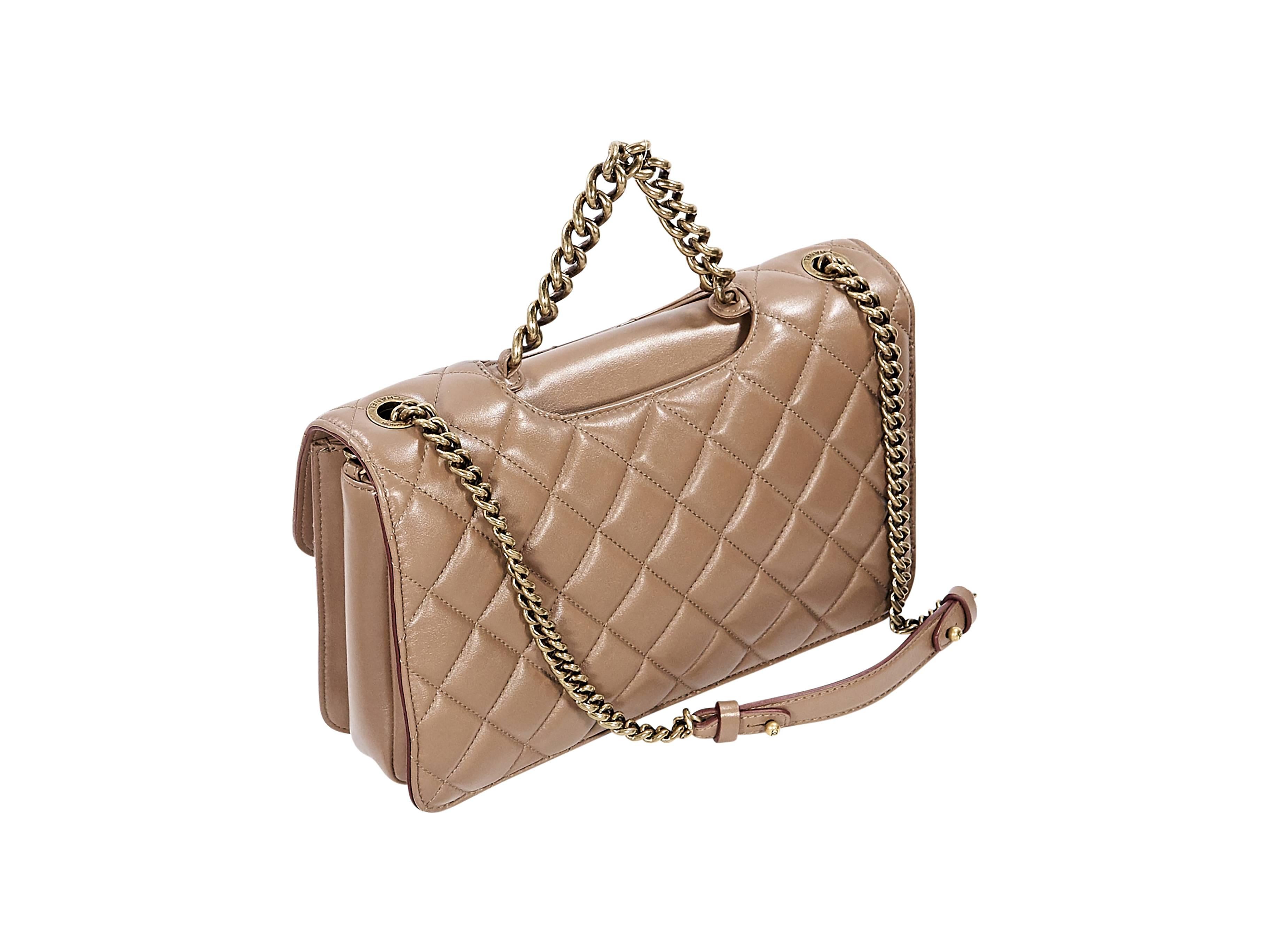Brown Tan Chanel Quilted Leather Flap Bag