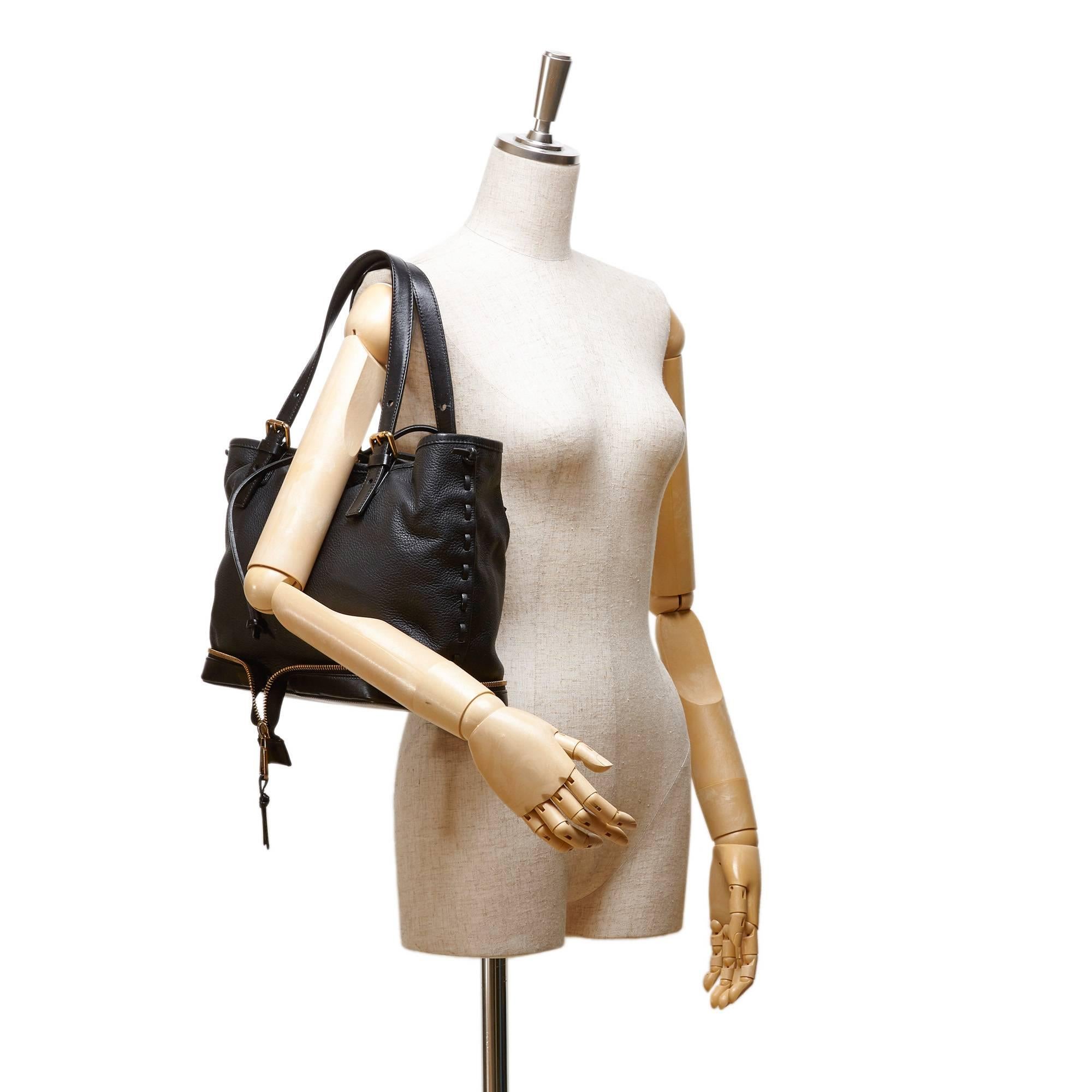 Black Chloé Leather Ellen Moyen Tote Bag 4