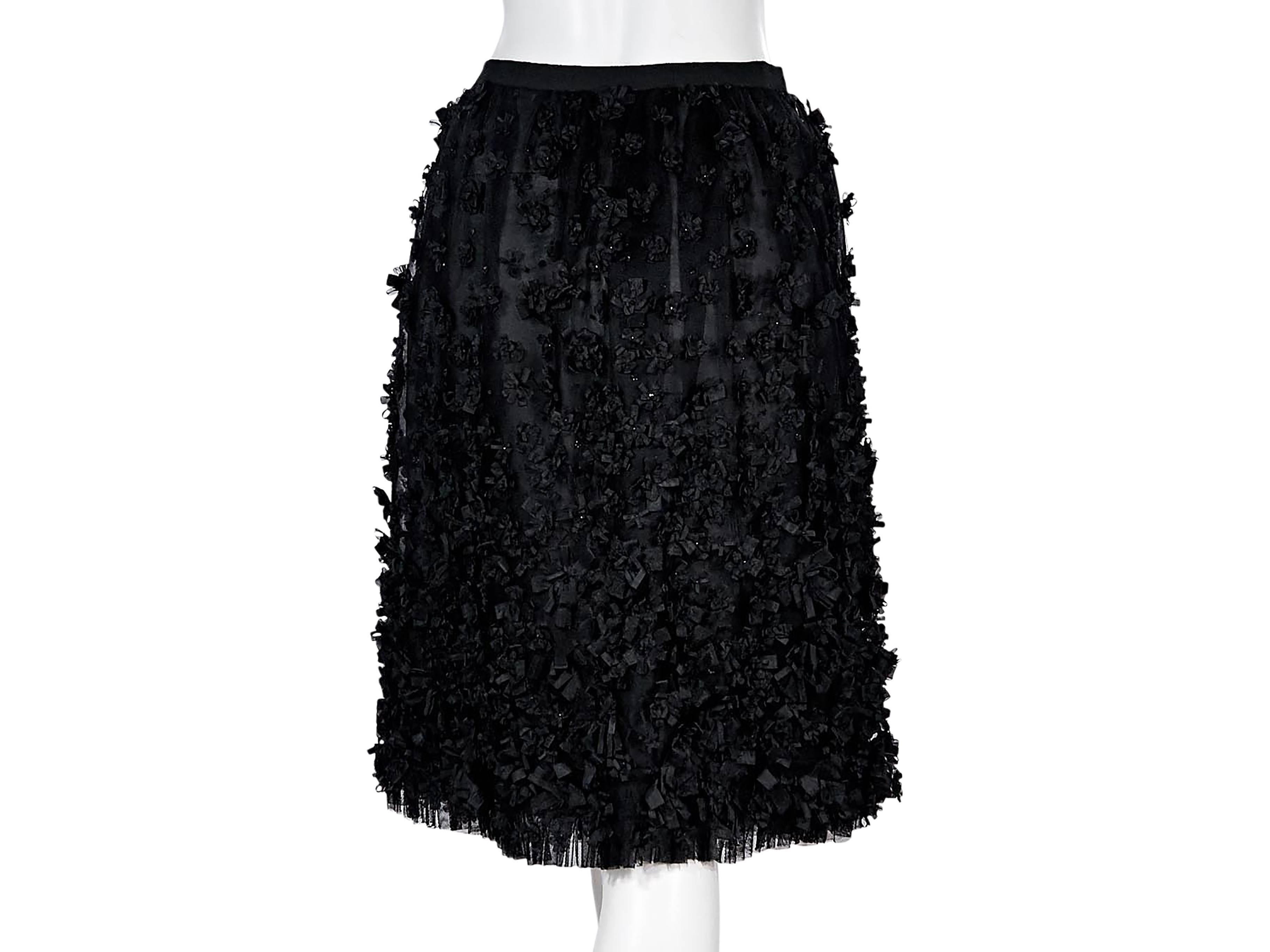 Black Oscar de la Renta Applique Skirt In Good Condition In New York, NY