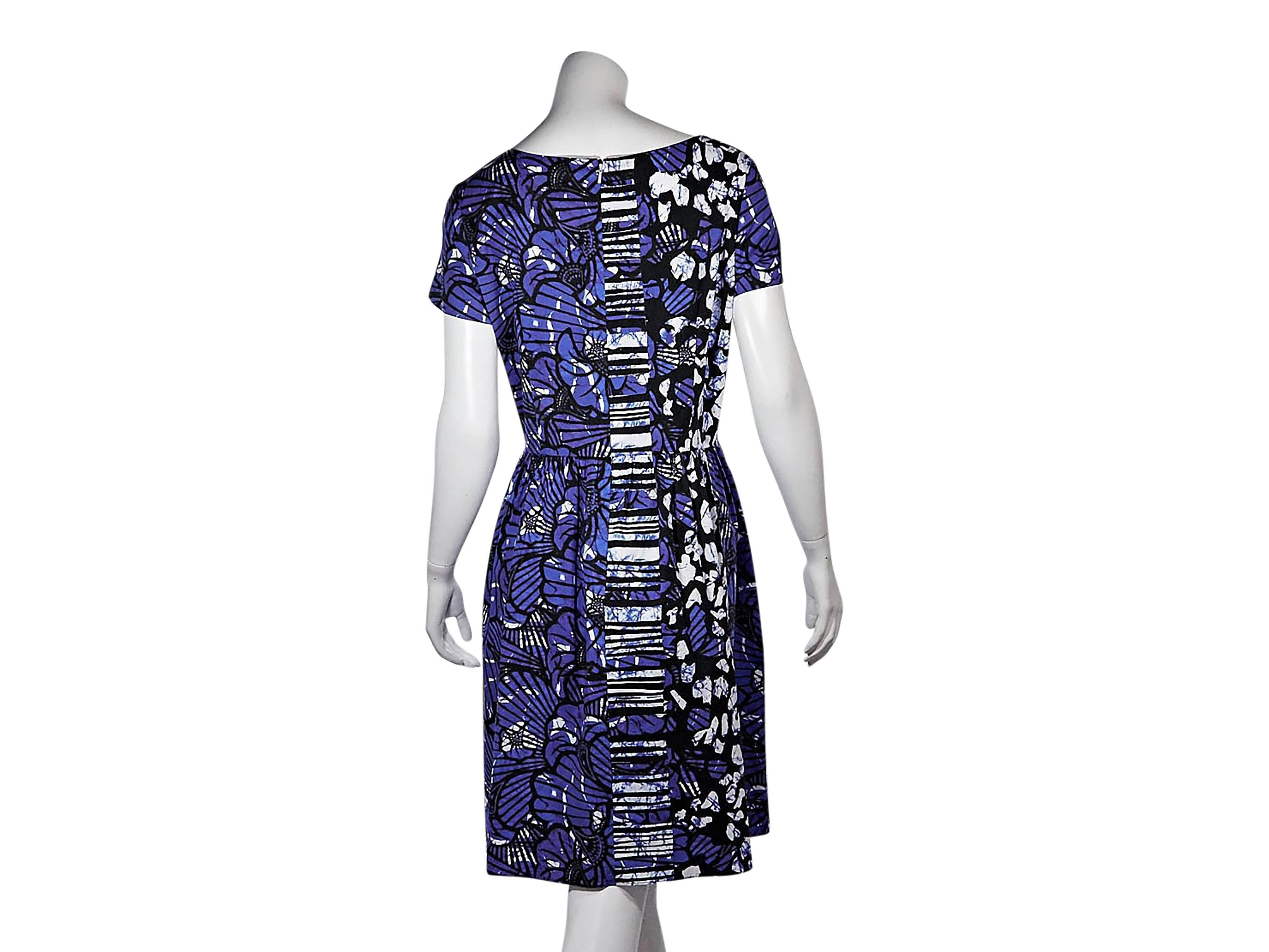 Black Blue Oscar de la Renta Printed Dress