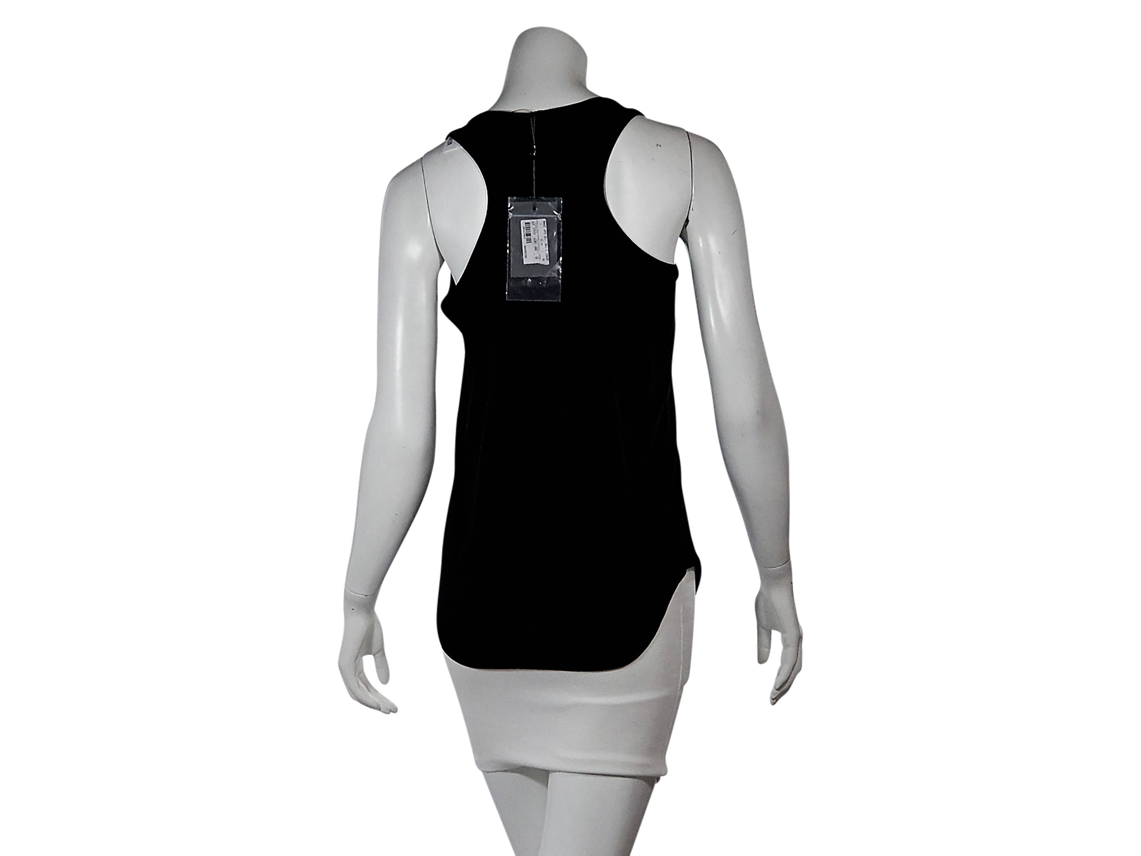 Product details:  Black graphic tank top by Alexander McQueen.  Skull crest print at front.  Scoopneck.  Sleeveless.  Racerback.  Pullover style.  Label size IT 40.  
Condition: Pre-owned.﻿ New with tags.

 Est. Retail $ 275.00