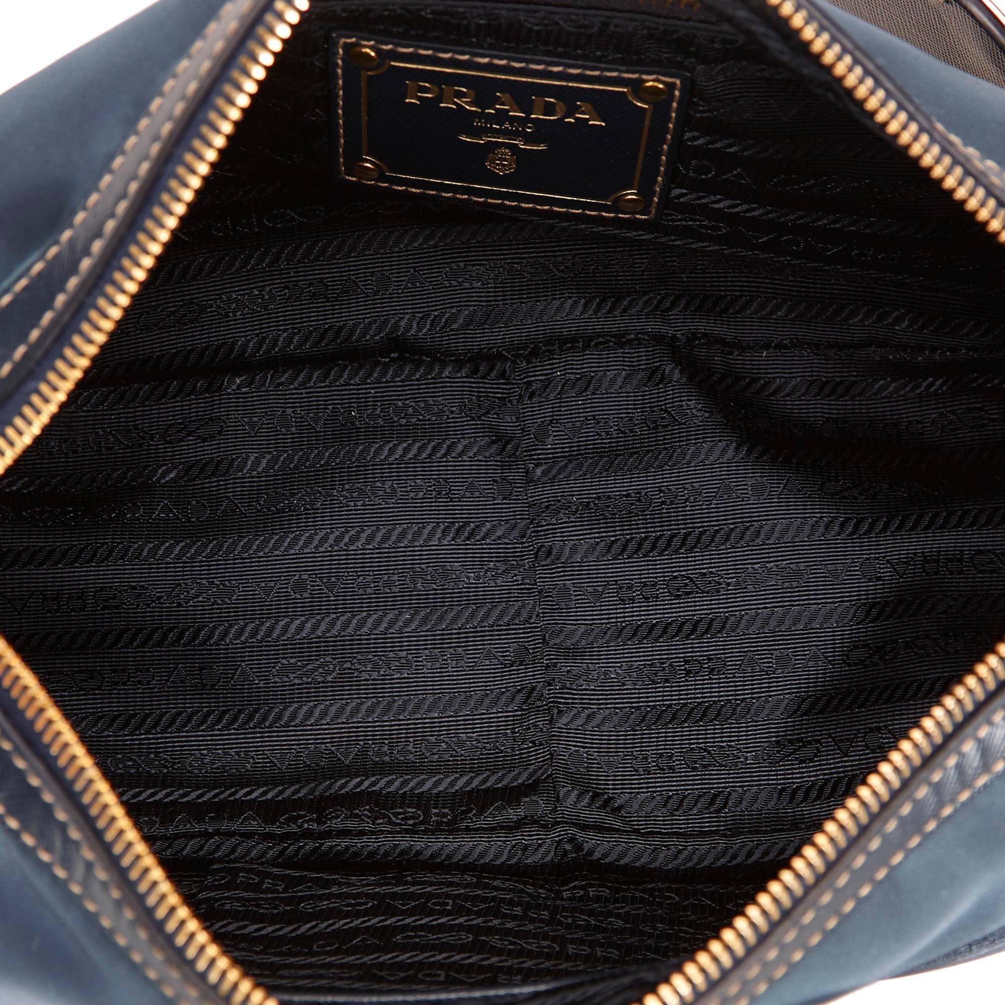 Blue Prada Nylon & Leather Shoulder Bag 2