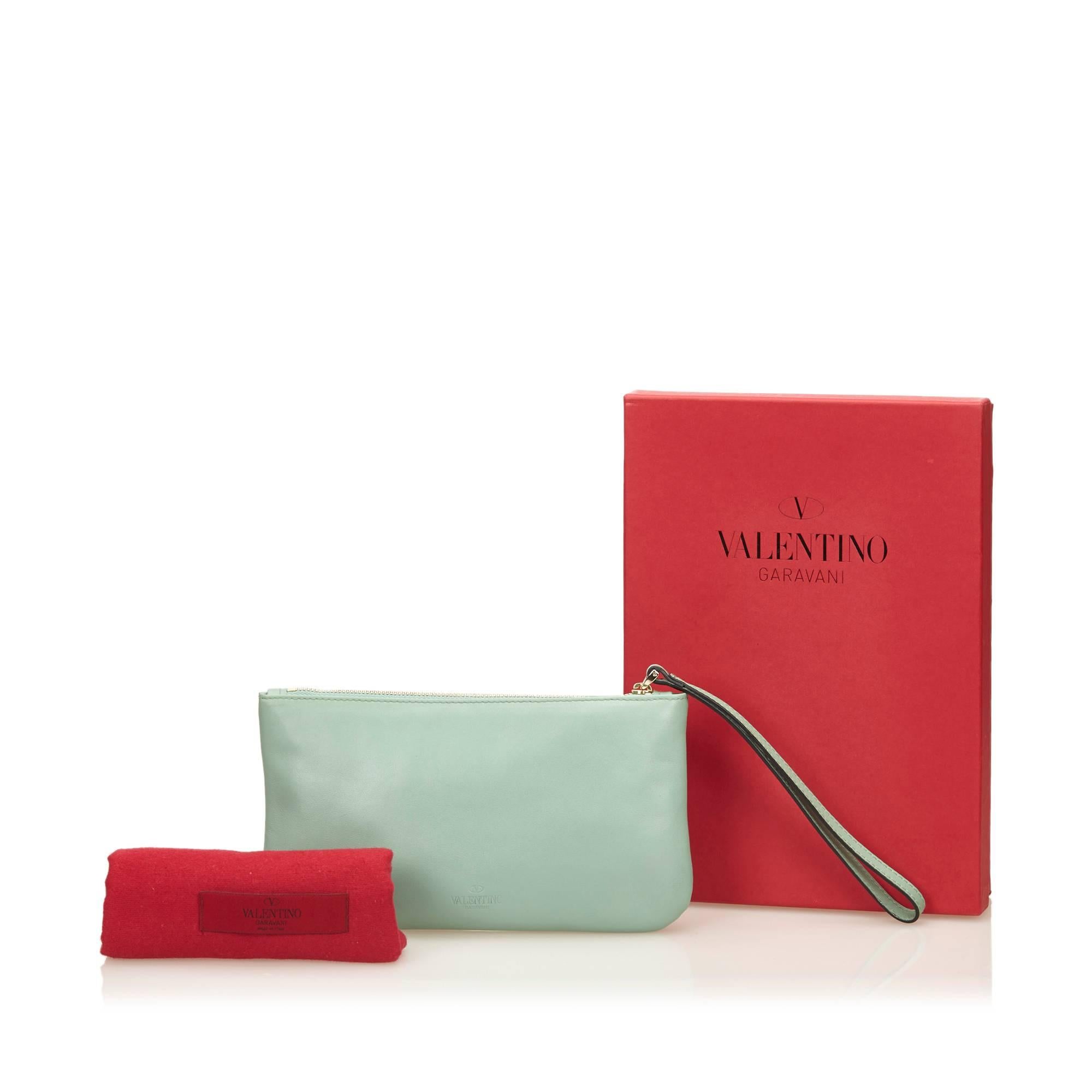 Mint Green Valentino Leather Wristlet 2