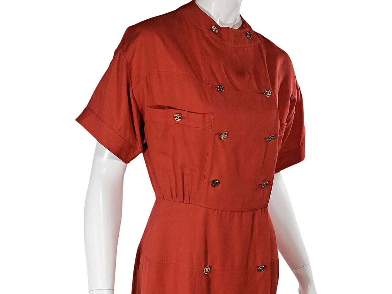 Red Vintage Chanel Double-Breasted Dress In Good Condition In New York, NY