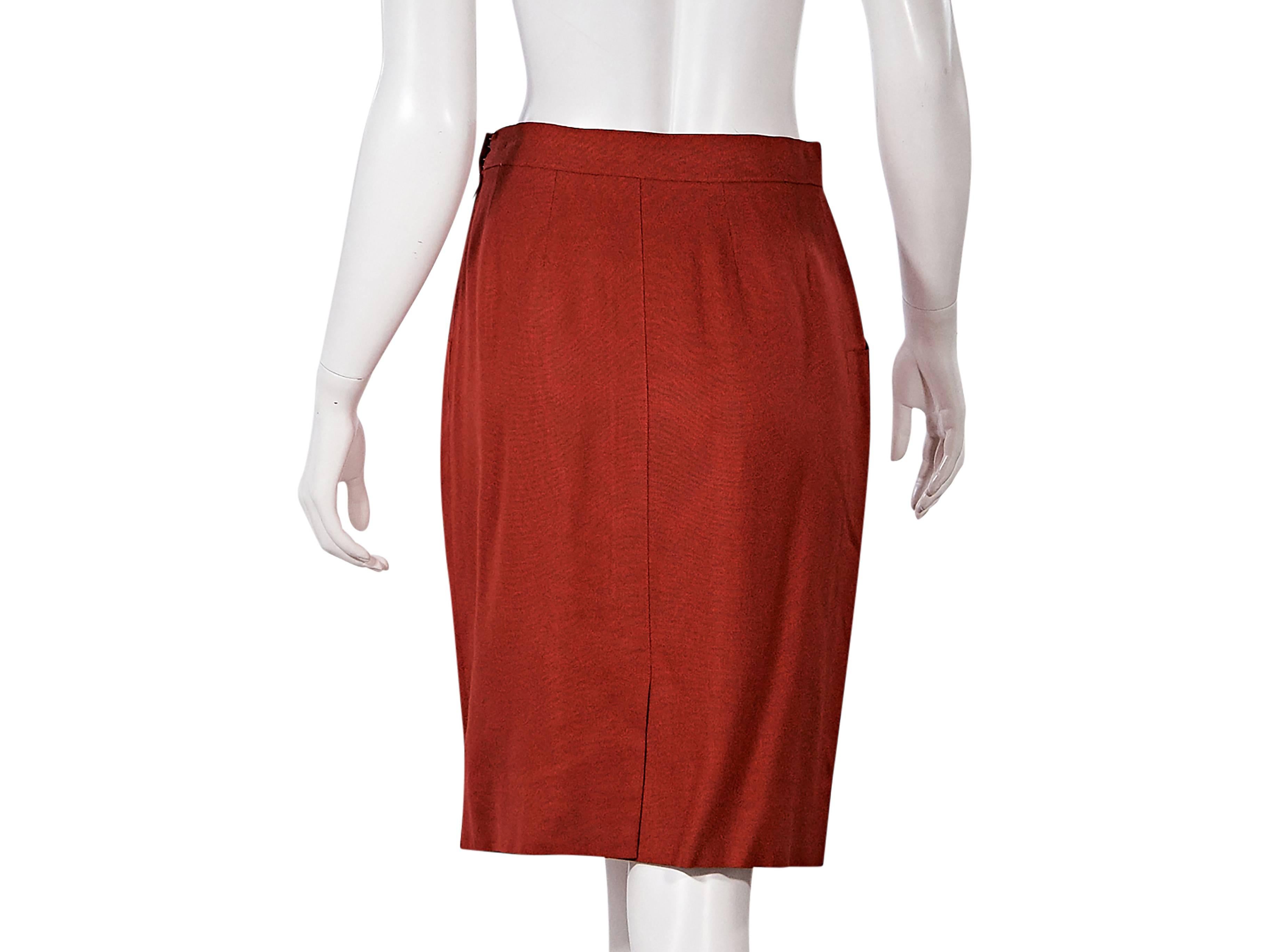 Red Vintage Hermès Belted Skirt In Good Condition In New York, NY