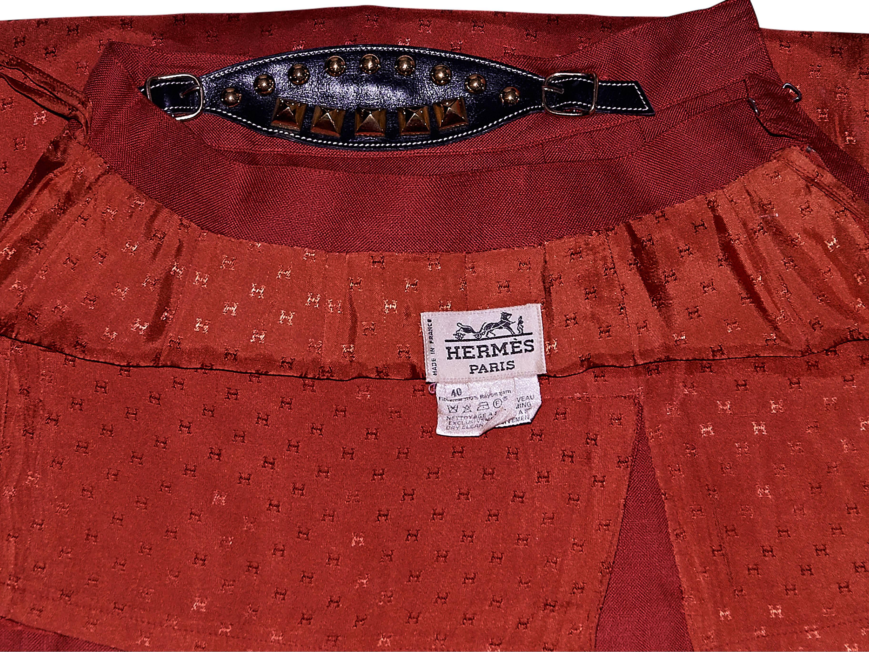 Women's Red Vintage Hermès Belted Skirt