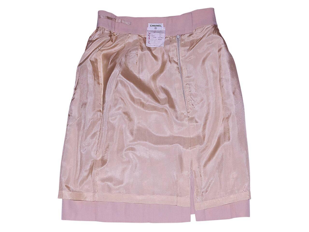 Tan Vintage Chanel Pleated Skirt In Good Condition In New York, NY