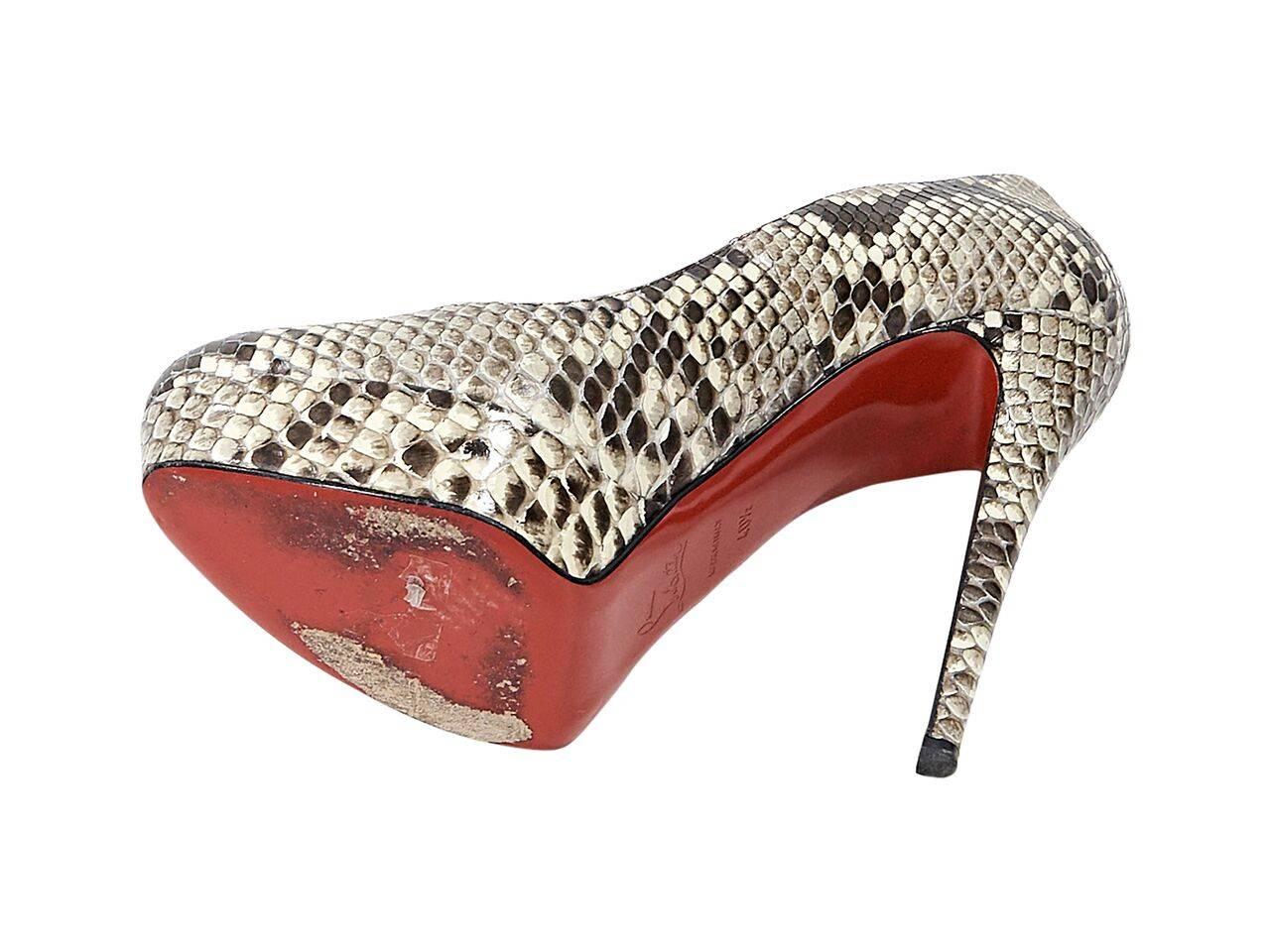 Tan Christian Louboutin Python Bianca Pumps In Good Condition In New York, NY