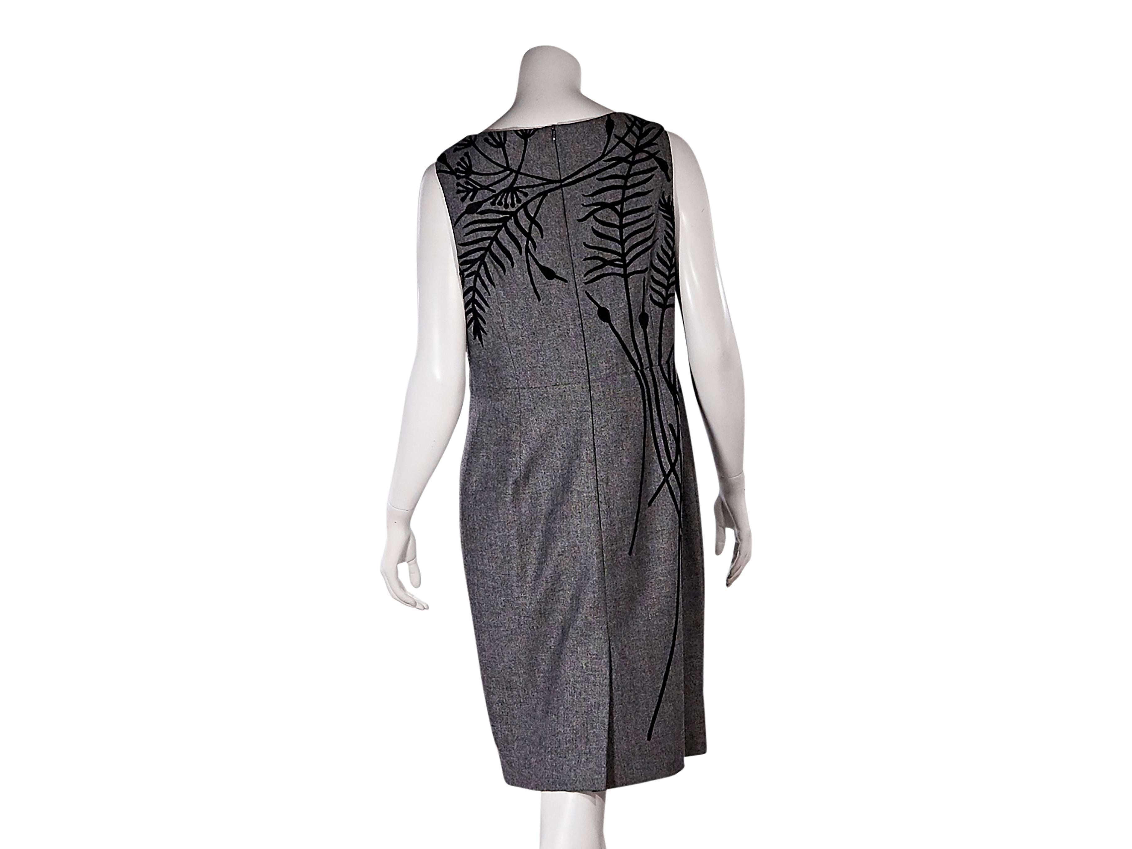 Black Grey Carolina Herrera Embroidered Sheath Dress