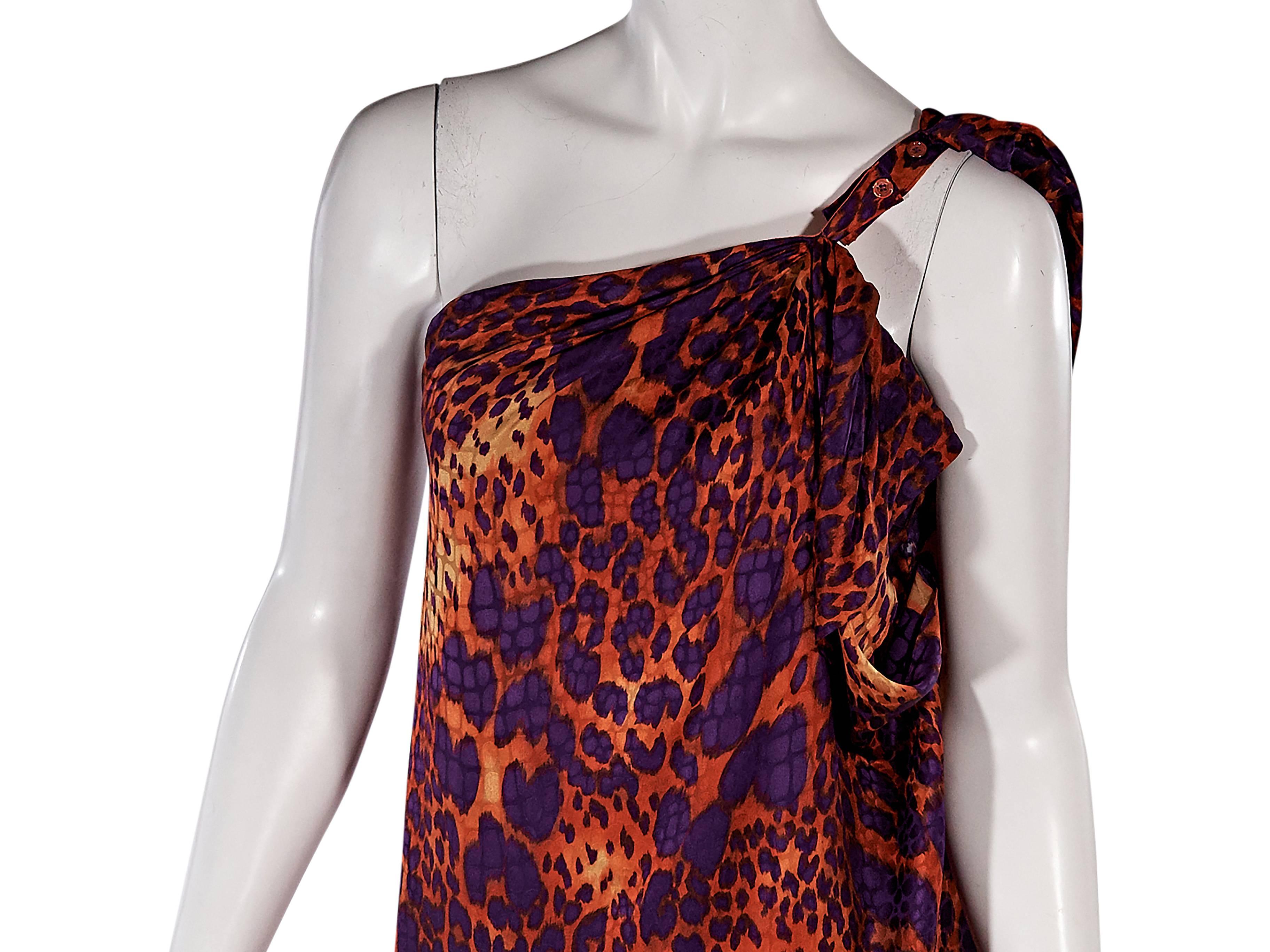 Orange & Purple Salvatore Ferragamo One-Shoulder Dress In Excellent Condition In New York, NY