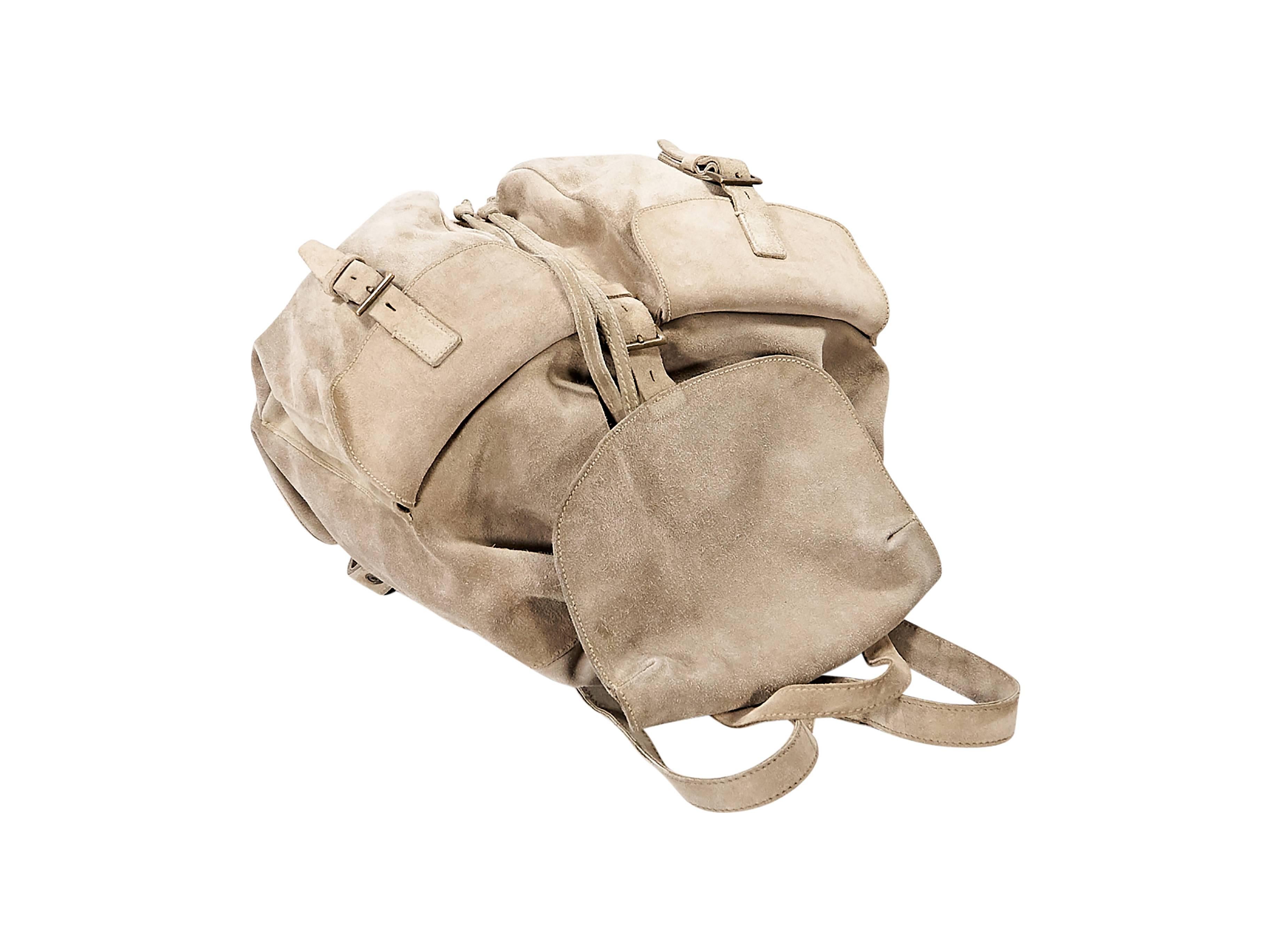 Tan Prada Suede Backpack In Excellent Condition In New York, NY
