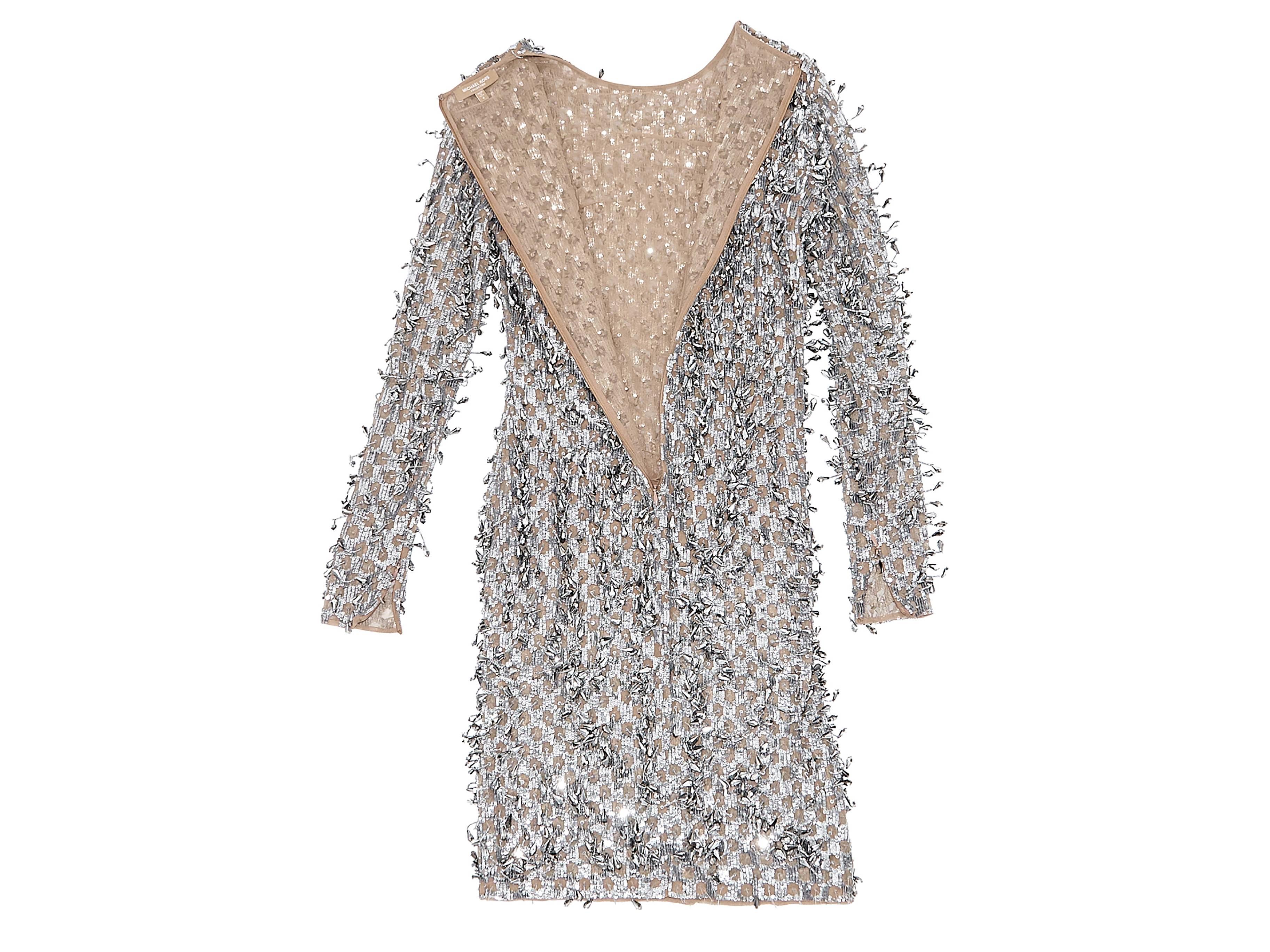 Silver Michael Kors Embellished Dress In Excellent Condition In New York, NY