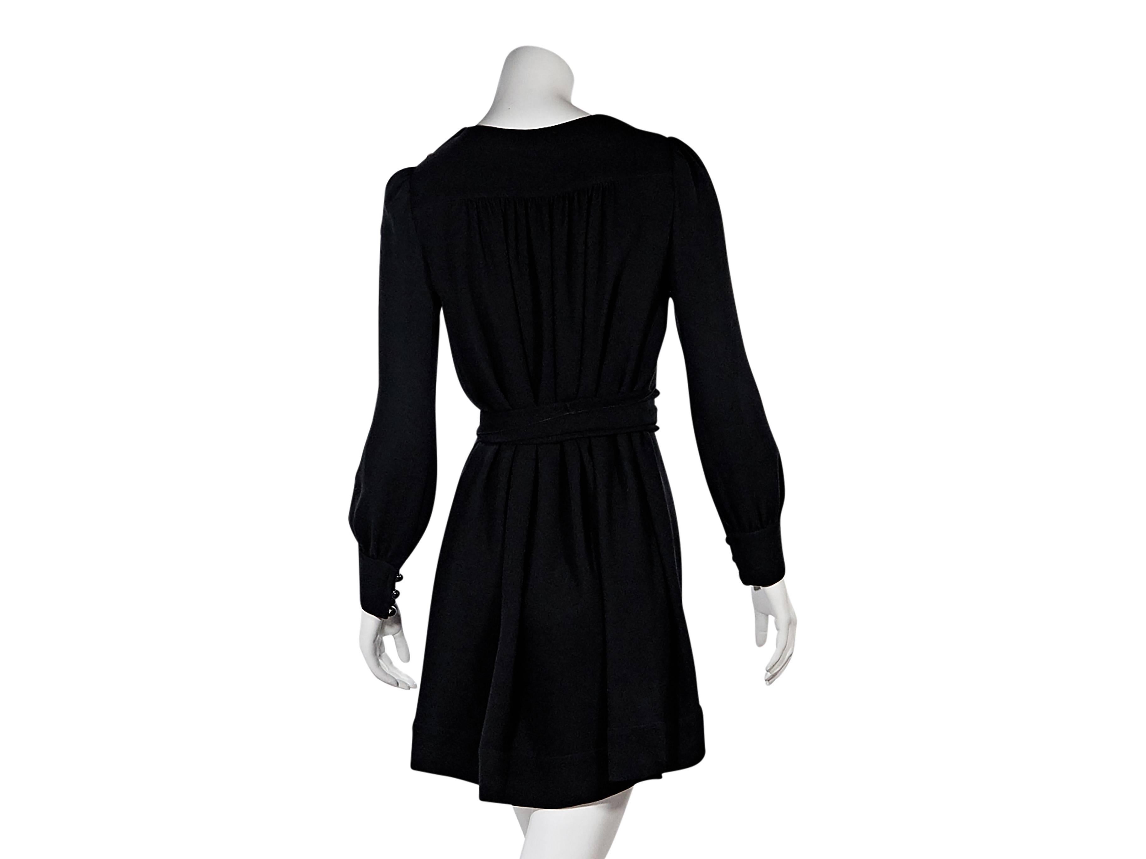 Black Prada Belted Long-Sleeve Dress In Excellent Condition In New York, NY