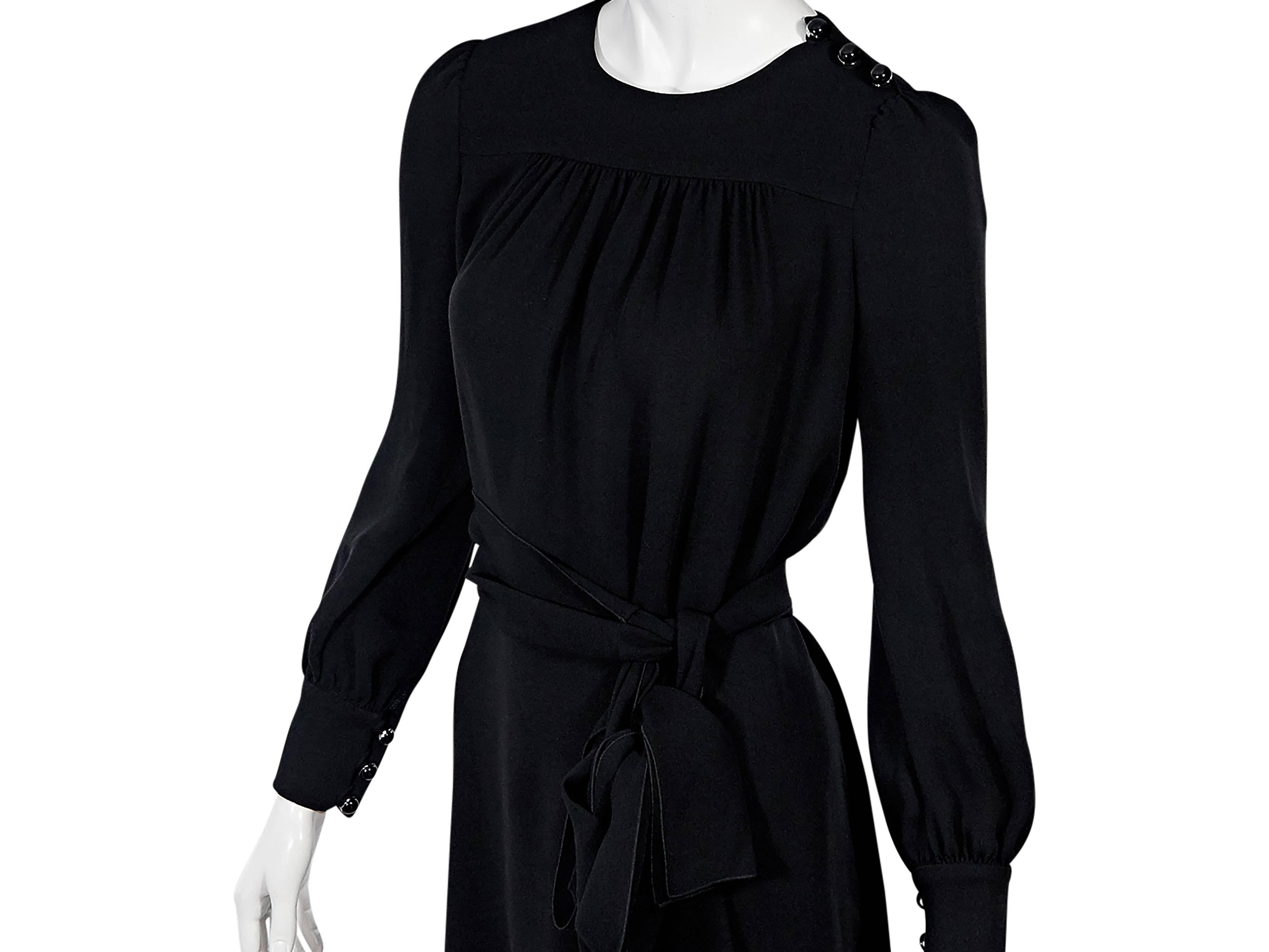 Women's Black Prada Belted Long-Sleeve Dress