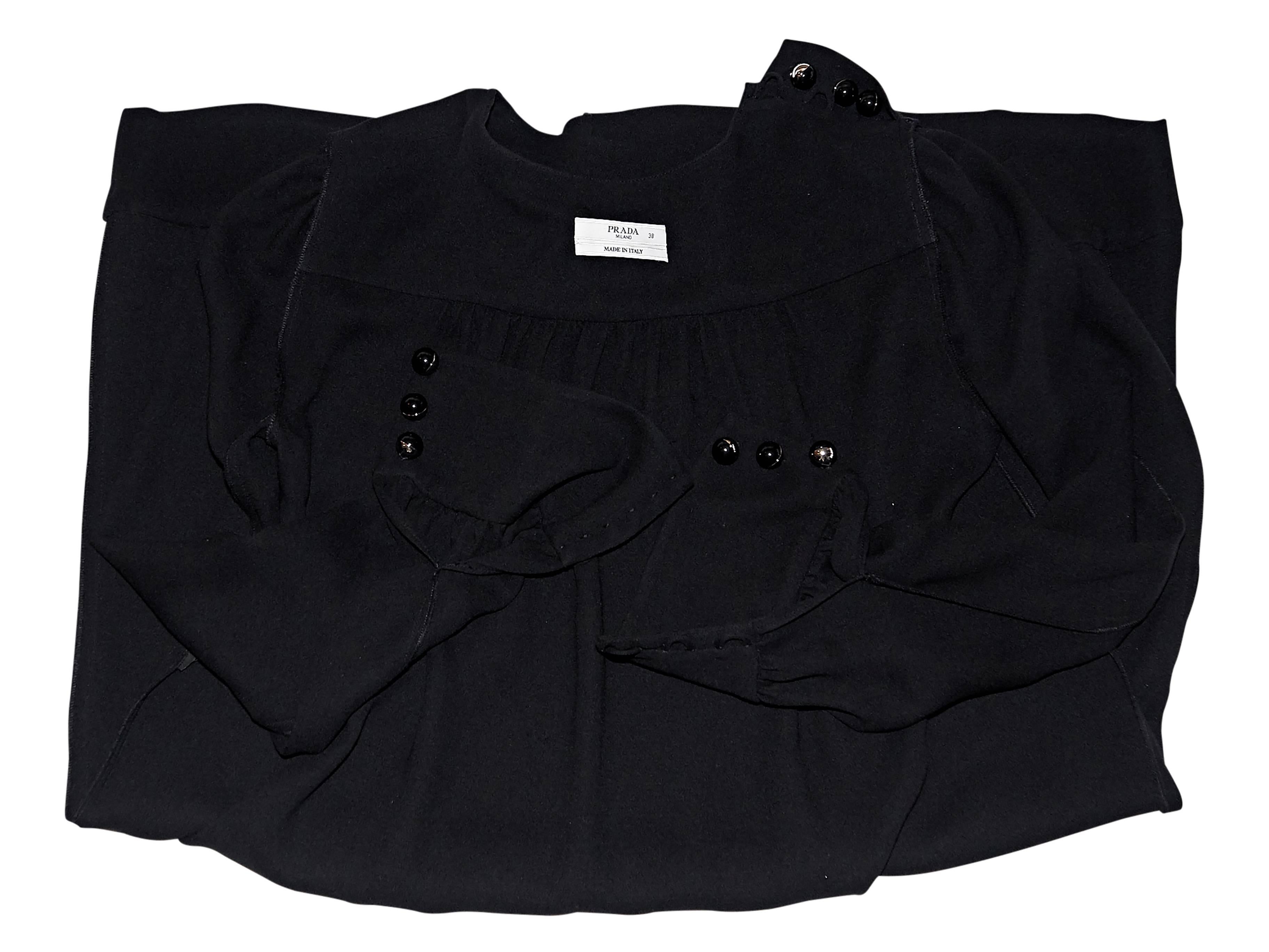 Black Prada Belted Long-Sleeve Dress 1