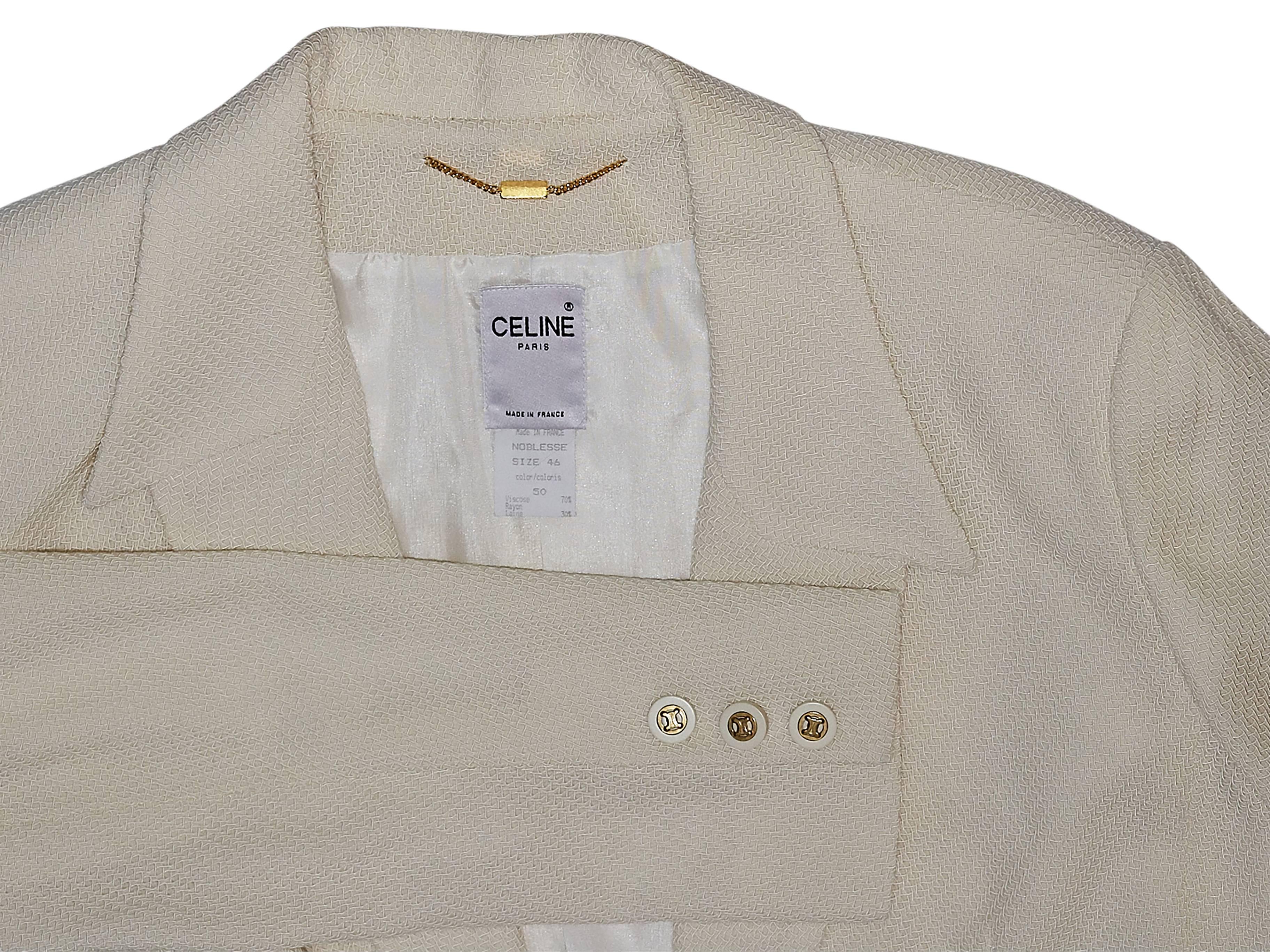 Ivory Céline Textured Blazer In Excellent Condition In New York, NY