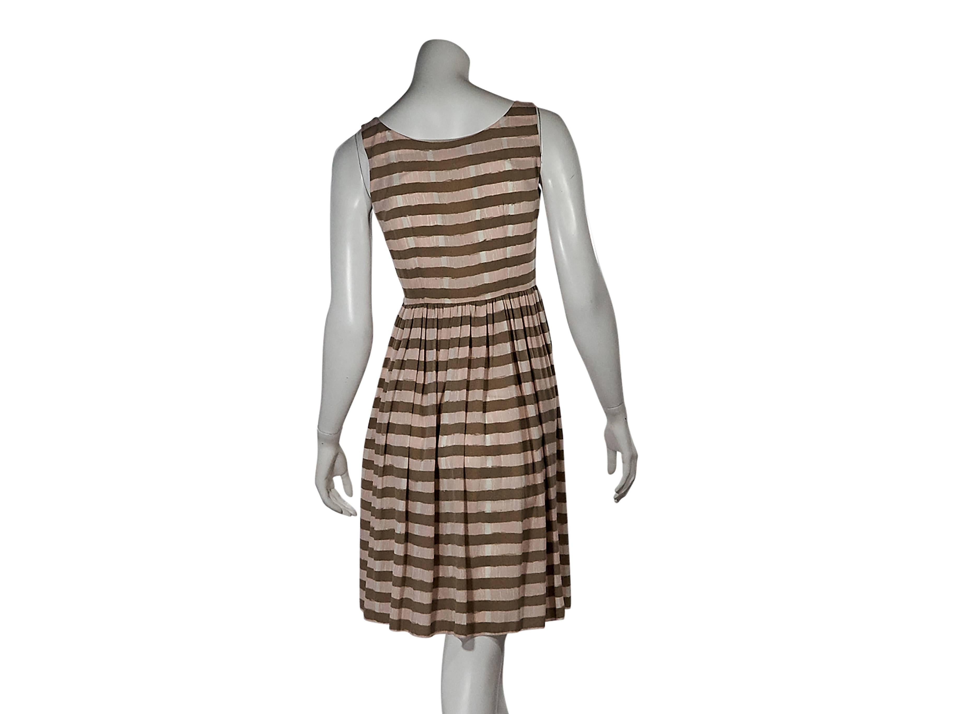 Pink & Brown Prada Striped Dress In Excellent Condition In New York, NY