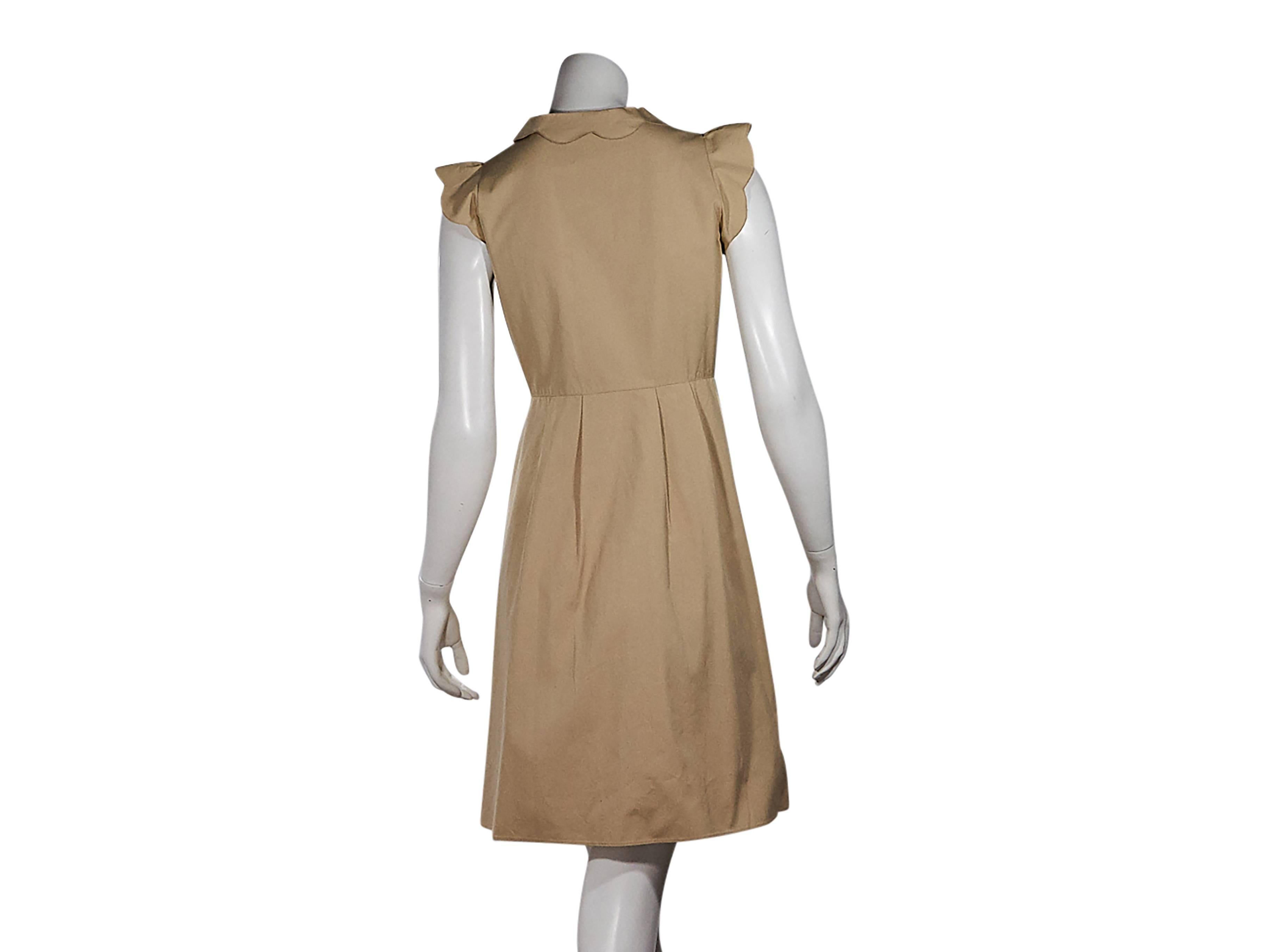 Brown Tan Valentino Ruffled Shirt Dress