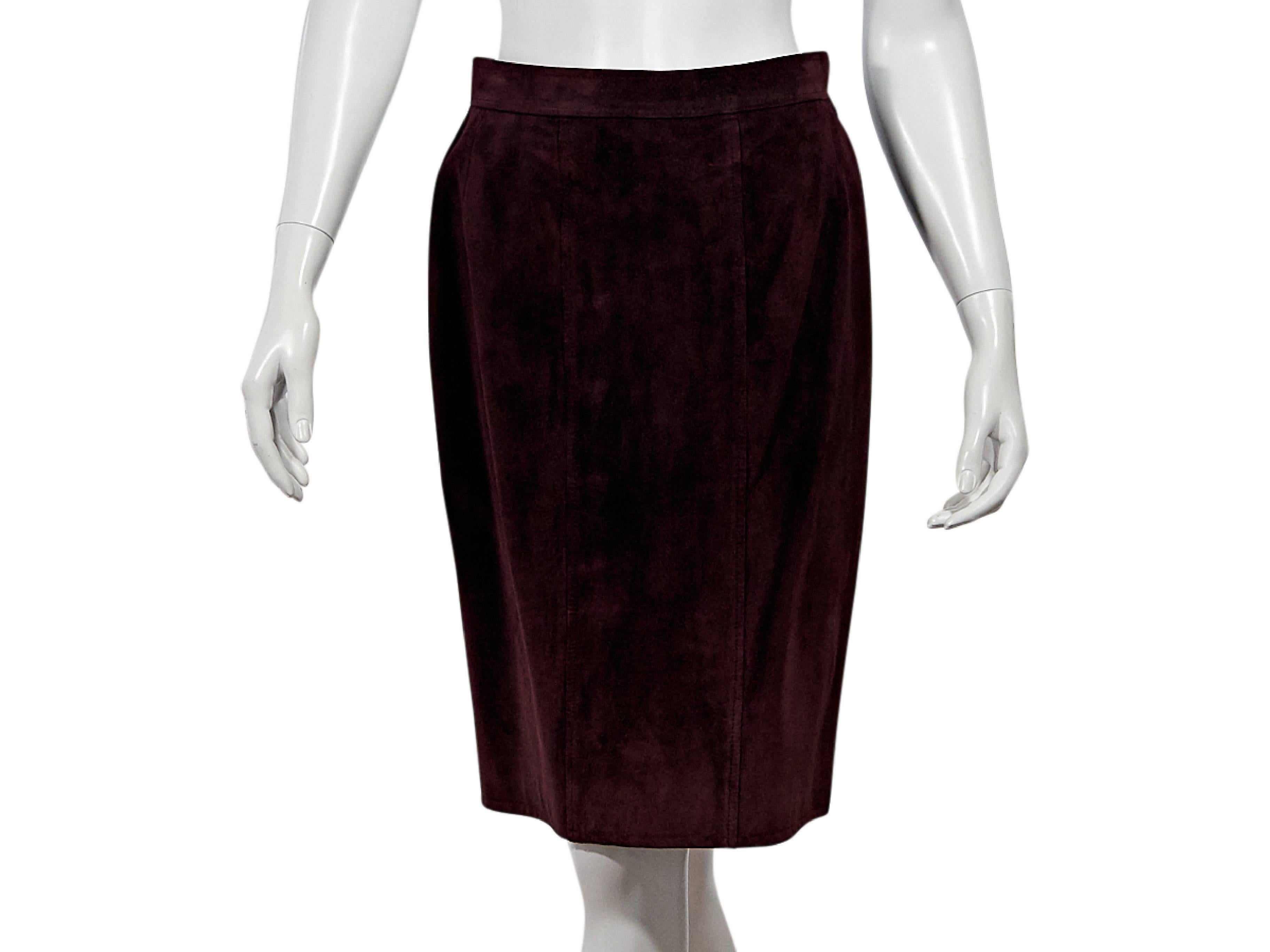 Burgundy Chanel Suede Skirt Set In Excellent Condition In New York, NY