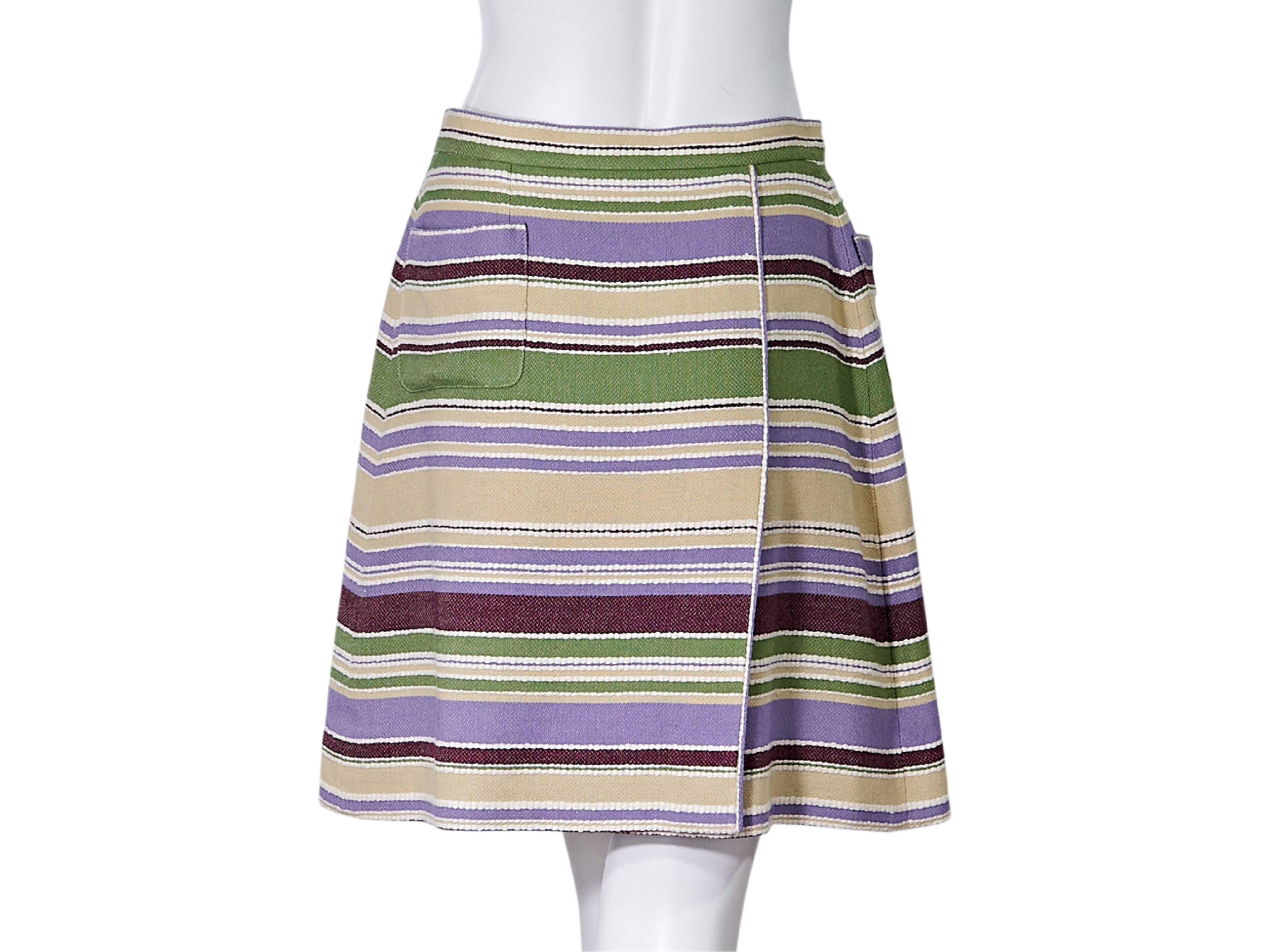 Gray Multicolor Chanel Striped Wool-Blend Skirt