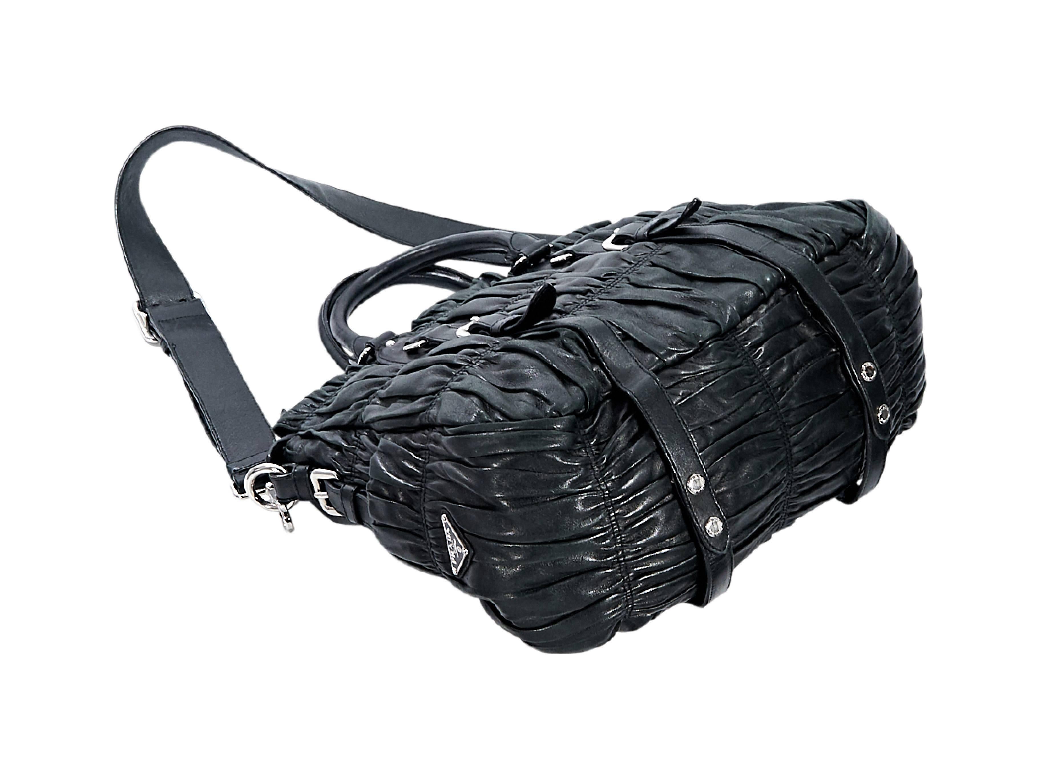 Women's Black Prada Nappa Leather Gaufre Satchel