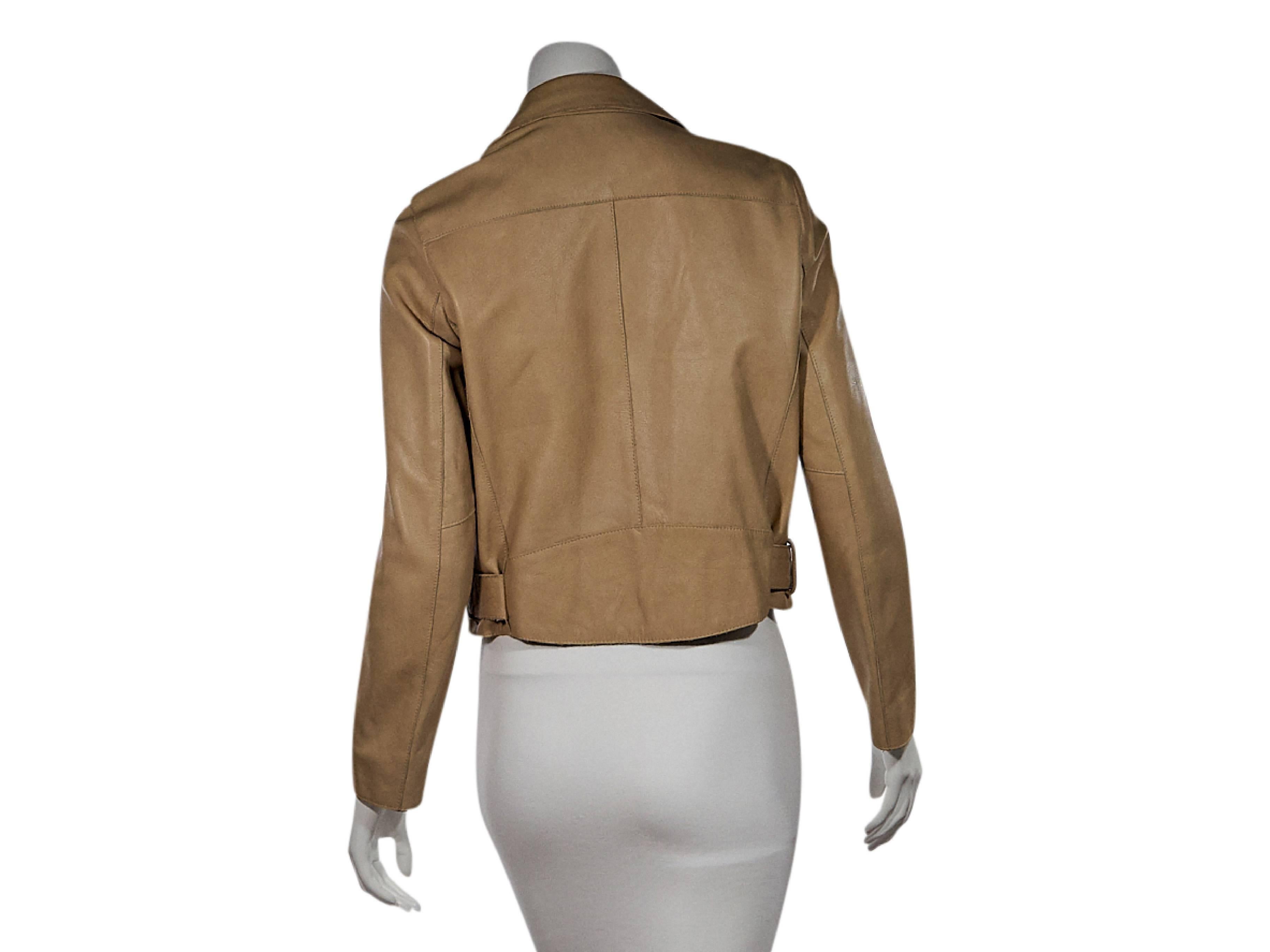 Brown Tan Sandro Leather Moto Jacket