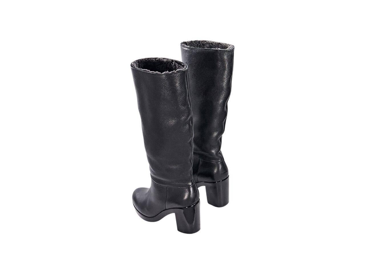 Black Robert Clergerie Leather Tall Boots In Good Condition In New York, NY