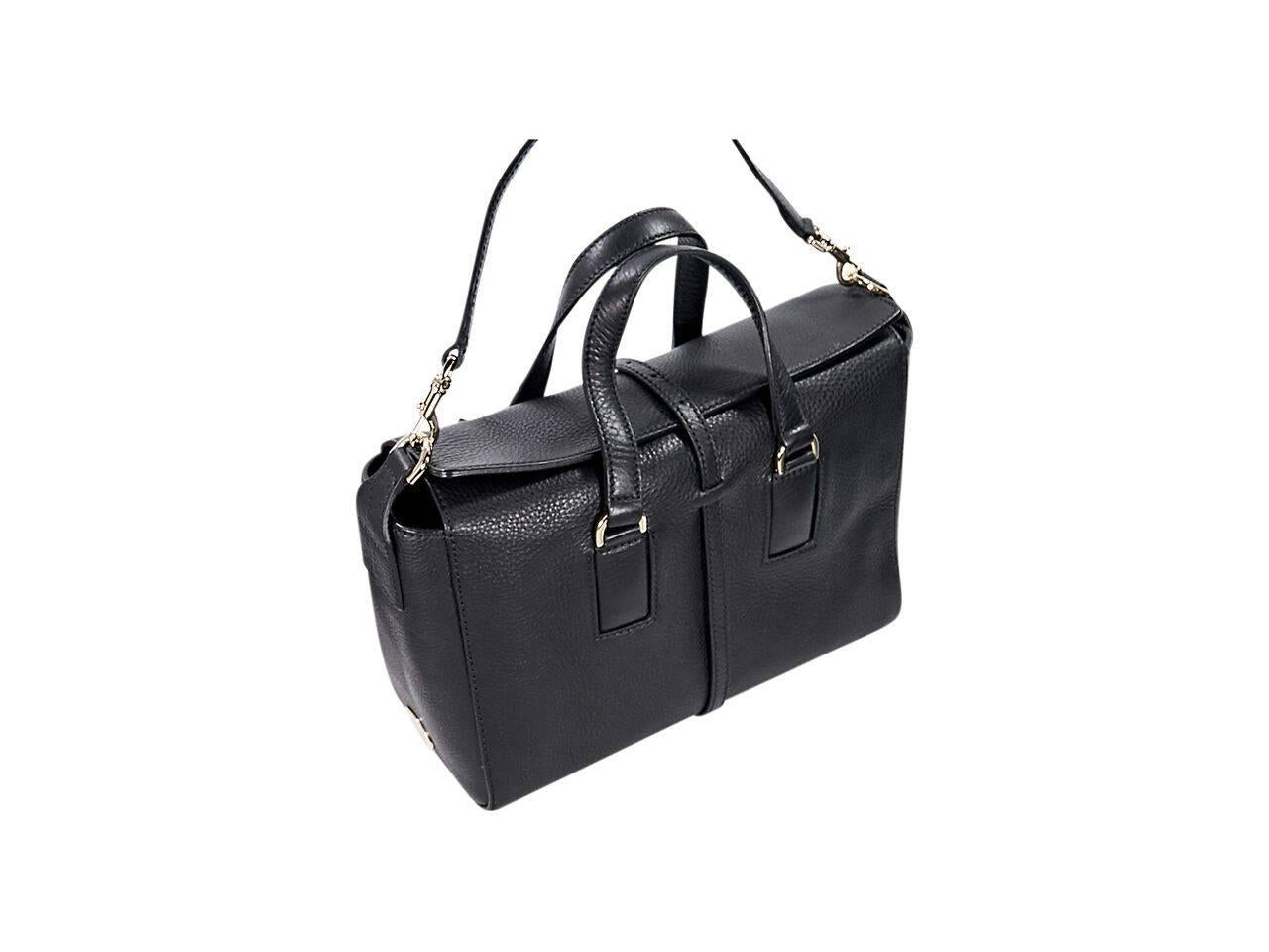 Product details:  Black small Roxette leather satchel by Mulberry.  Top carry handles.  Detachable, adjustable crossbody strap.  Adjustable buckle strap closure.  Lined interior with inner zip pocket.  Goldtone hardware.  12