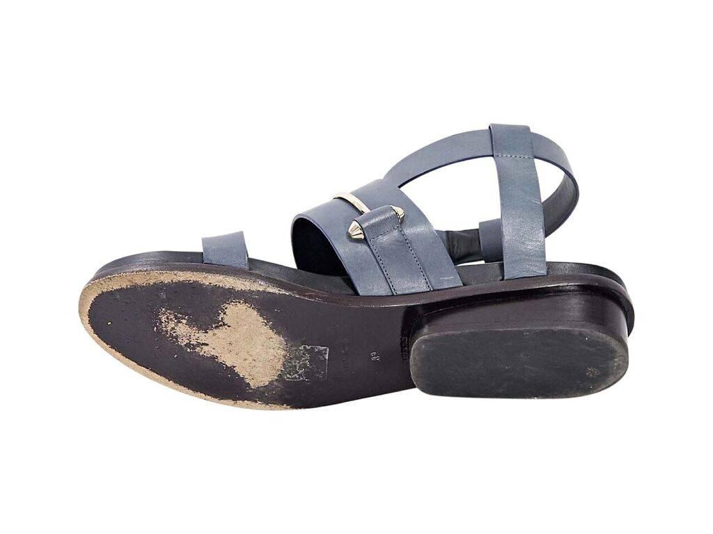 Gray Blue Balenciaga Strappy Leather Sandals