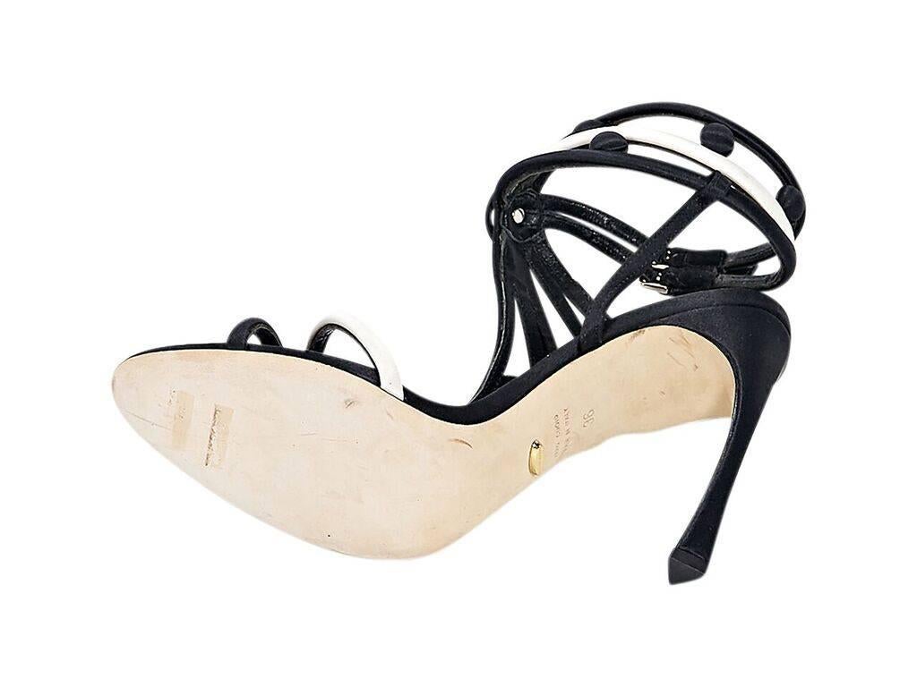 Black Sergio Rossi Strappy Satin Sandals In Excellent Condition In New York, NY