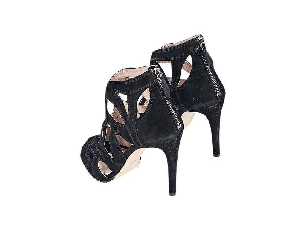 Black Miu Miu Suede Cutout Sandals In Excellent Condition In New York, NY