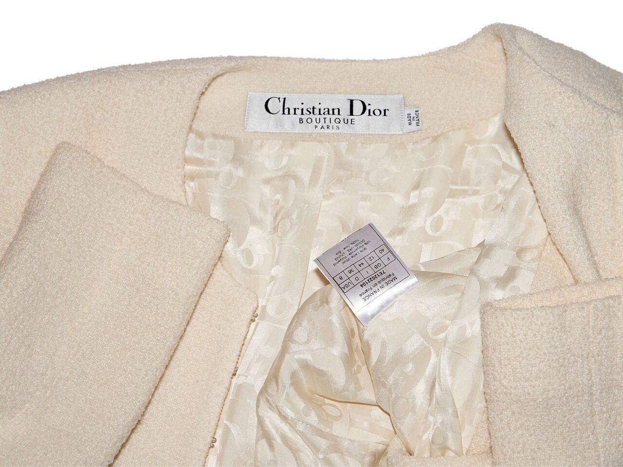 Cream Christian Dior Pleated-Hem Jacket In Excellent Condition In New York, NY