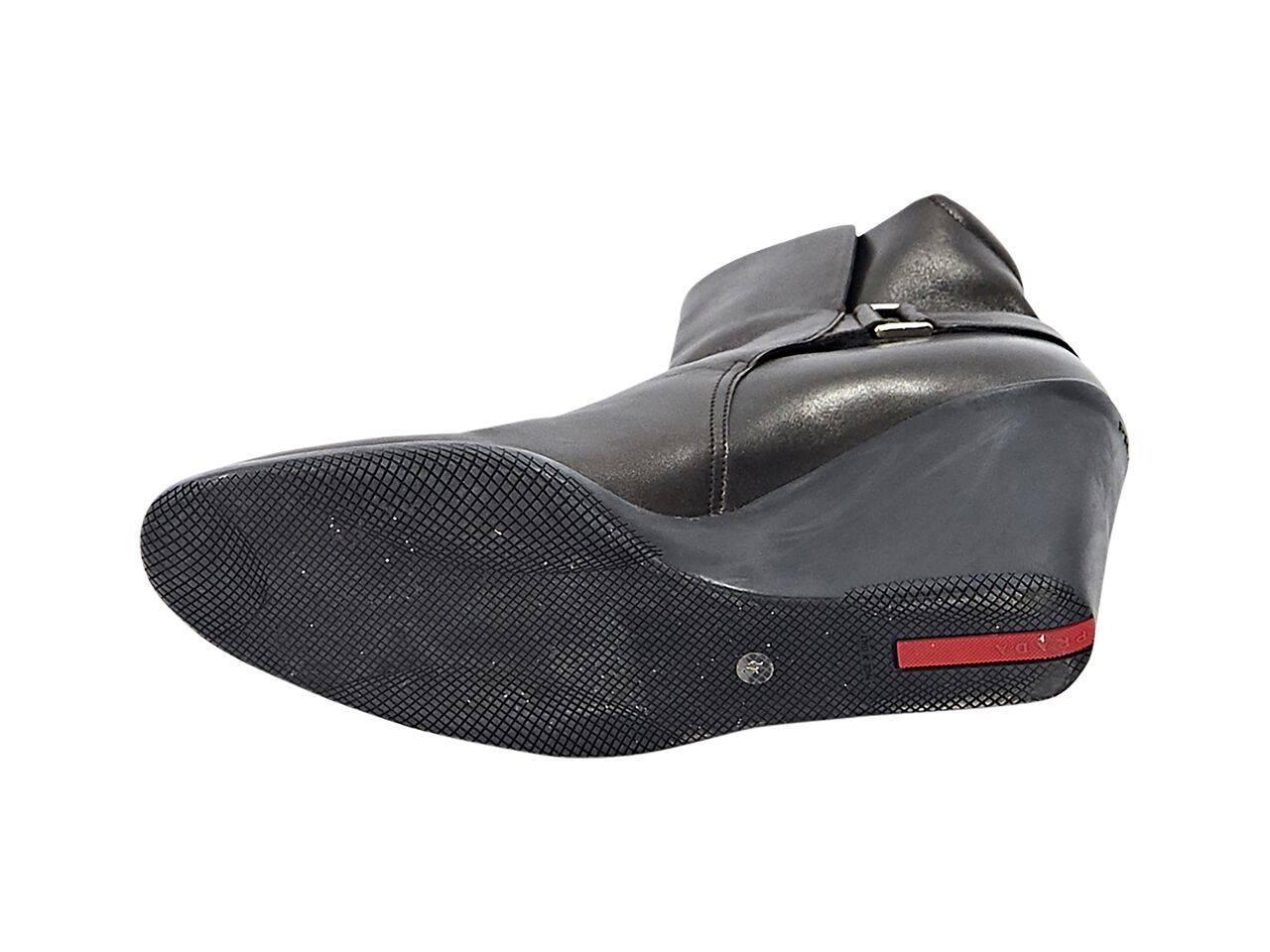 Black Brown Prada Sport Wedge Ankle Boots