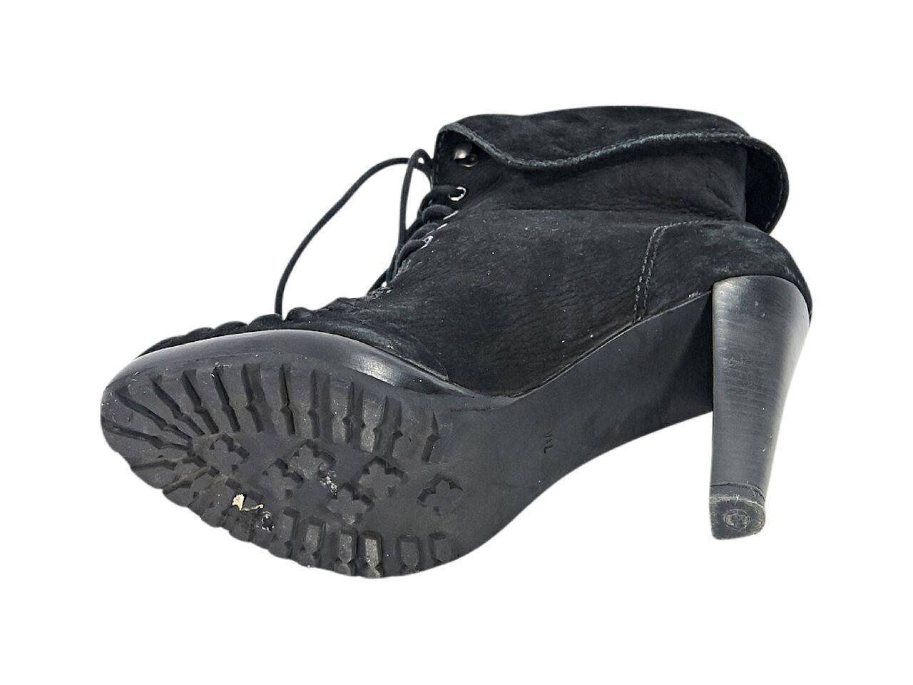 Black Diane von Furstenberg Oiled Suede Ankle Boots 1