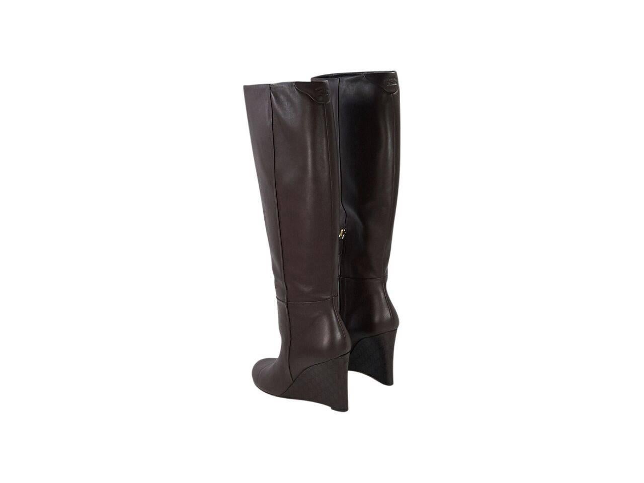 Black Brown Gucci Leather Guccissima Wedge Boots