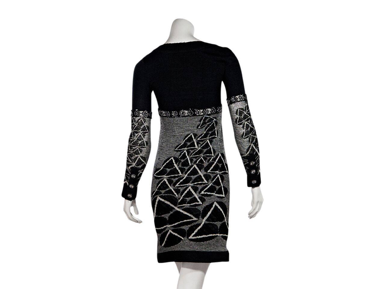 Black Chanel Wool Intarsia Sweater Dress In Excellent Condition In New York, NY