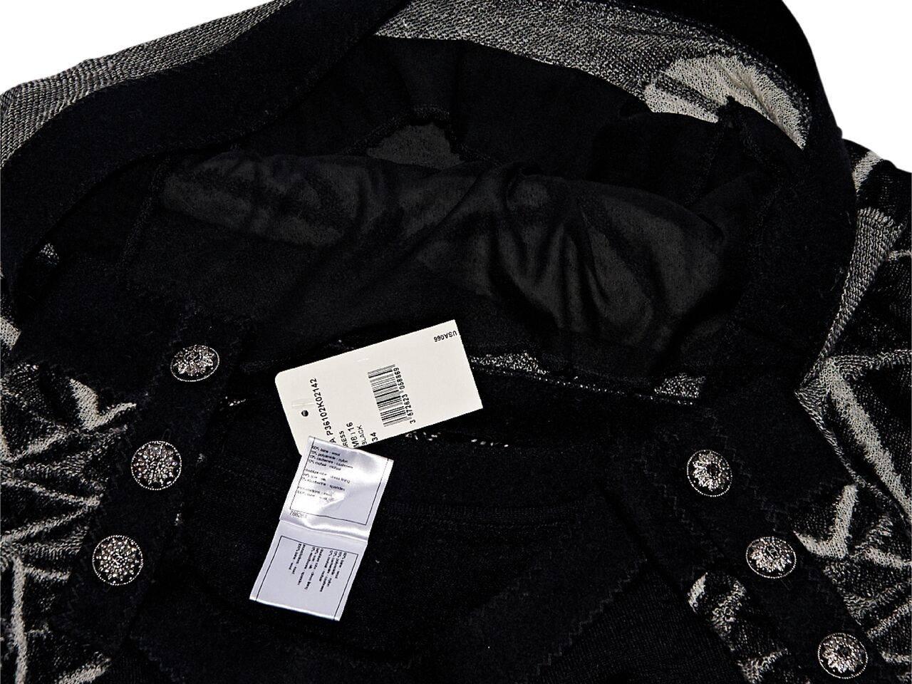 Women's Black Chanel Wool Intarsia Sweater Dress