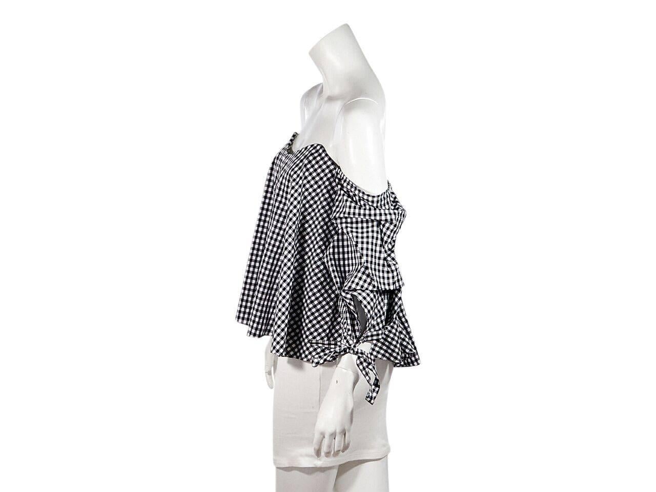 Black & White Caroline Constas Gingham Off-The-Shoulder Top In Excellent Condition In New York, NY