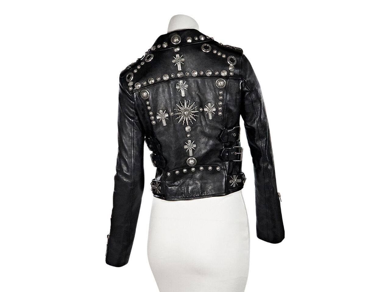 Black Fausto Puglisli Studded Leather Jacket In Excellent Condition In New York, NY