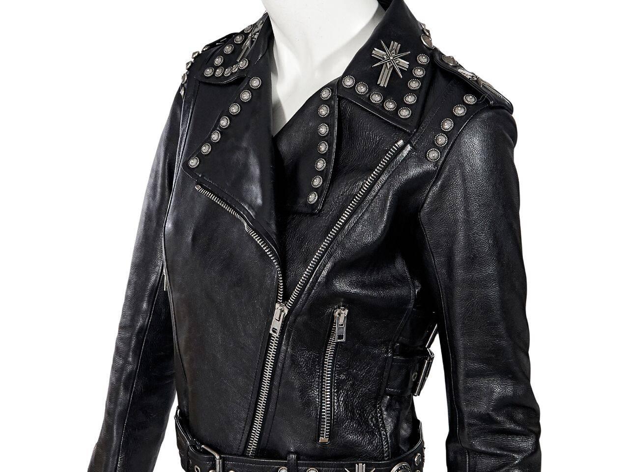 Women's Black Fausto Puglisli Studded Leather Jacket