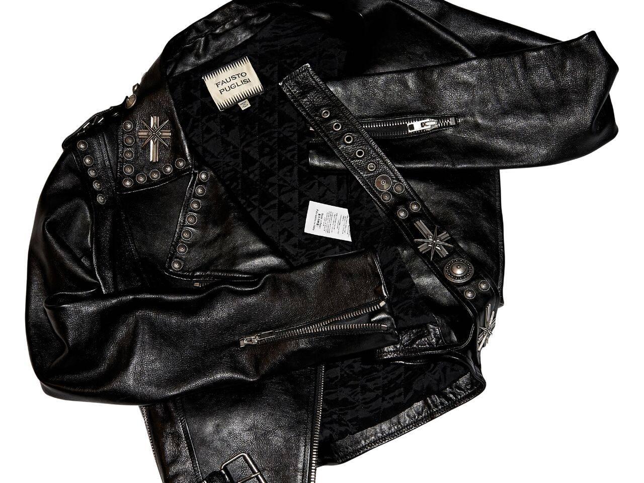 Black Fausto Puglisli Studded Leather Jacket 1