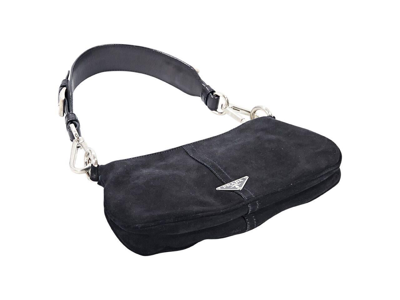 Black Prada Suede Small Shoulder Bag In Good Condition In New York, NY