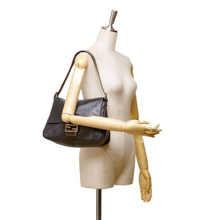 Black Fendi Leather Baguette Shoulder Bag 3